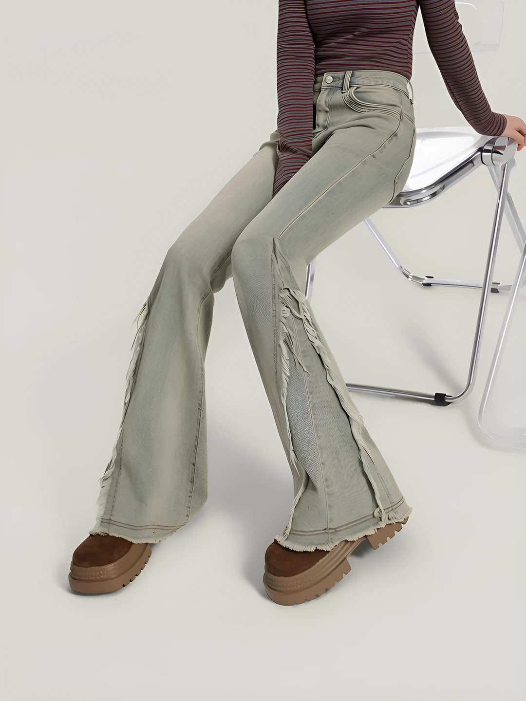 Women's 2026 spring-summer retro high waist slim fit slimming plus size flared jeans