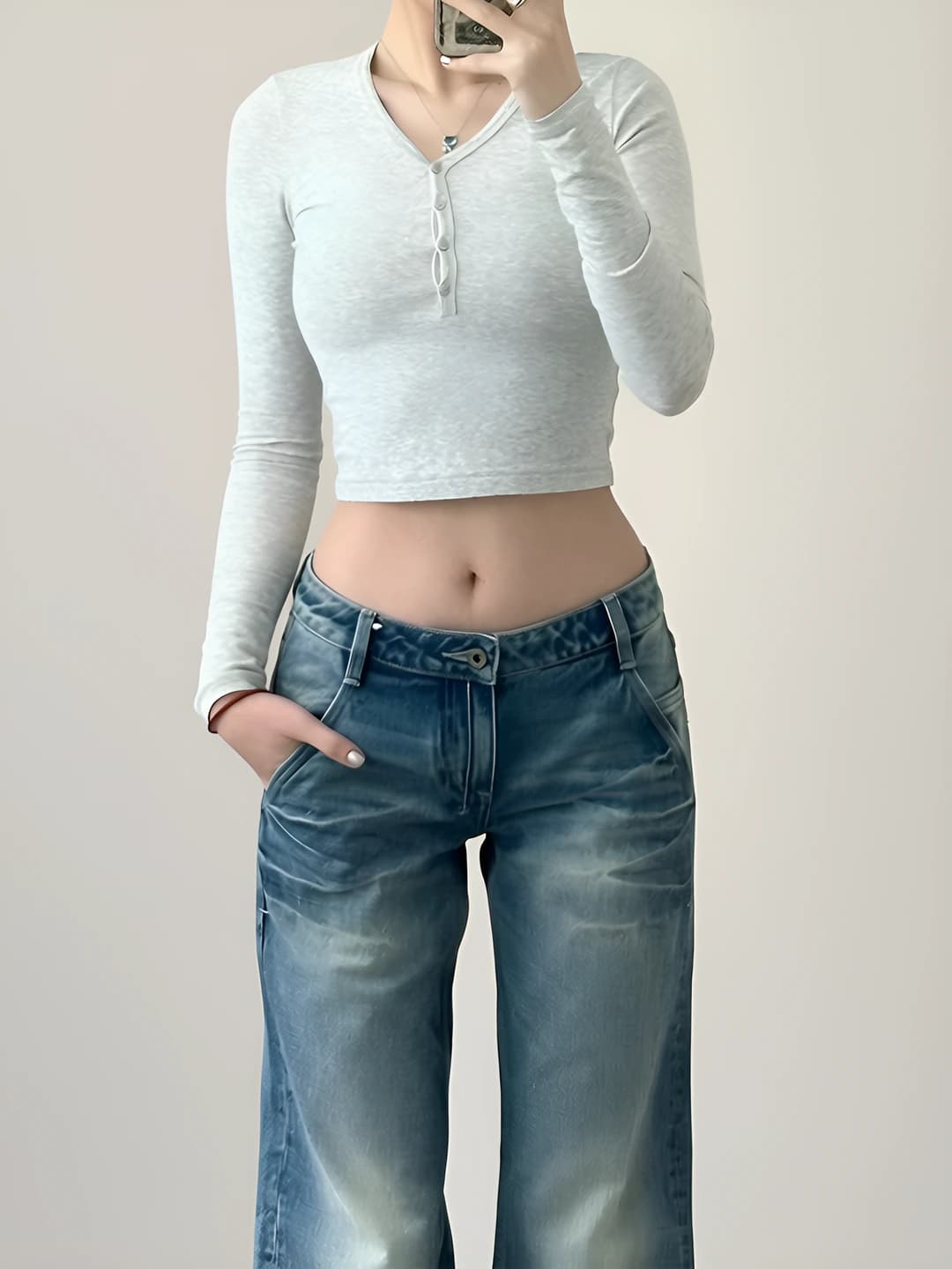 Women's high waist wide-leg jeans, loose fit, wide and flared, retro, spring-autumn