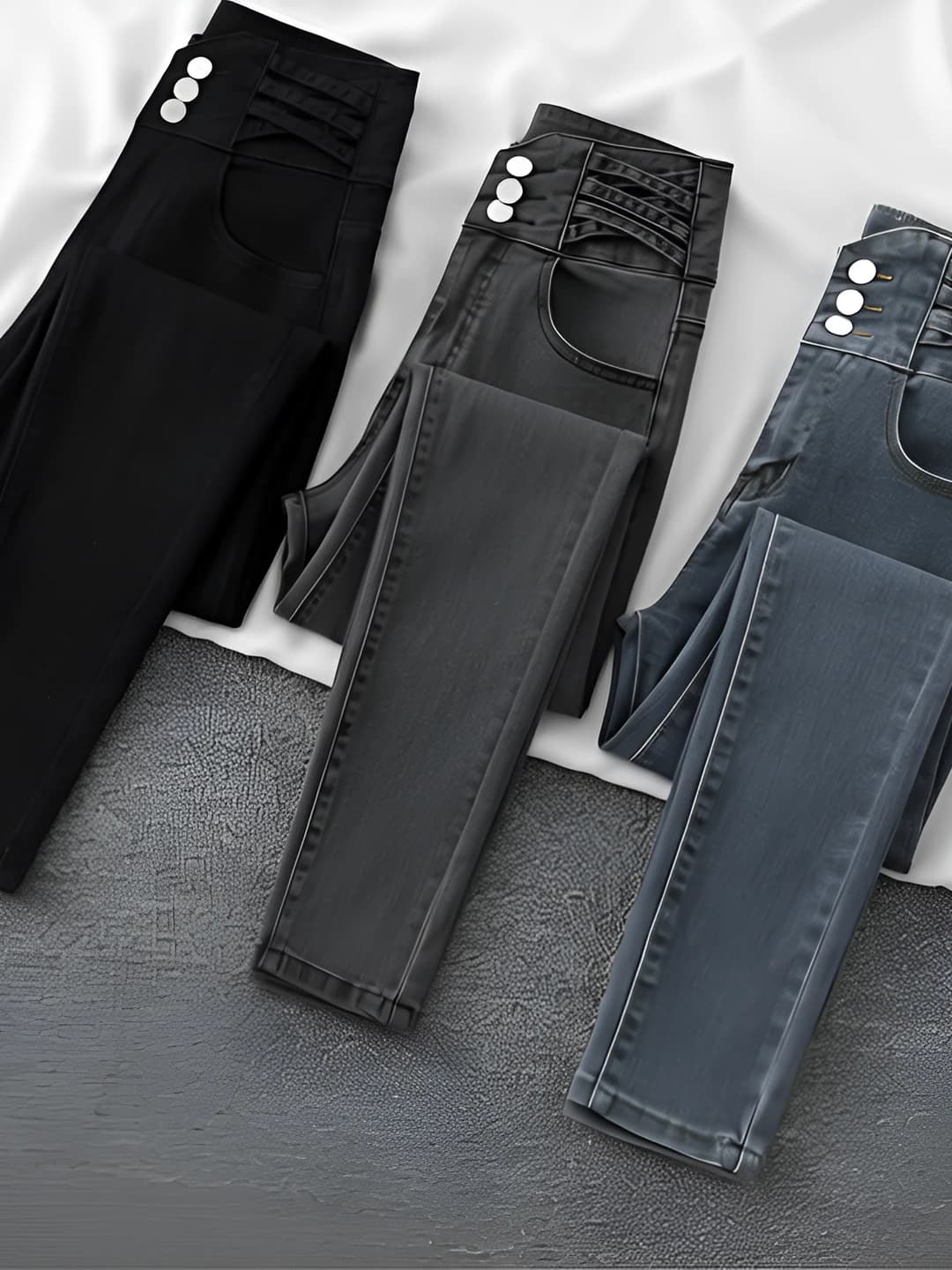 Women's high waist tummy control slim fit stretch ankle-length jeans