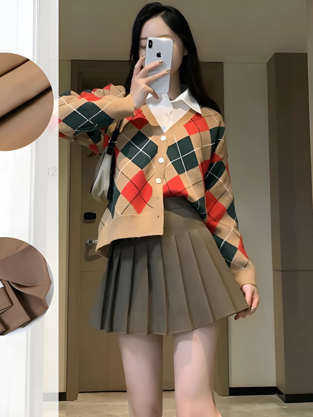 Dark khaki, wrinkle-free, long