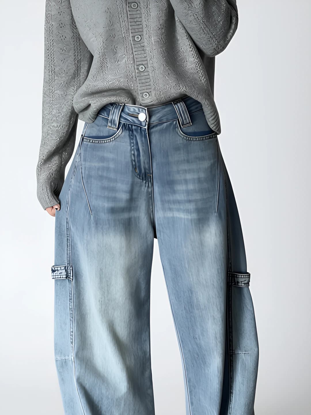 Women's high waist wide and flared jeans, spring-autumn, slimming, loose fit, casual style