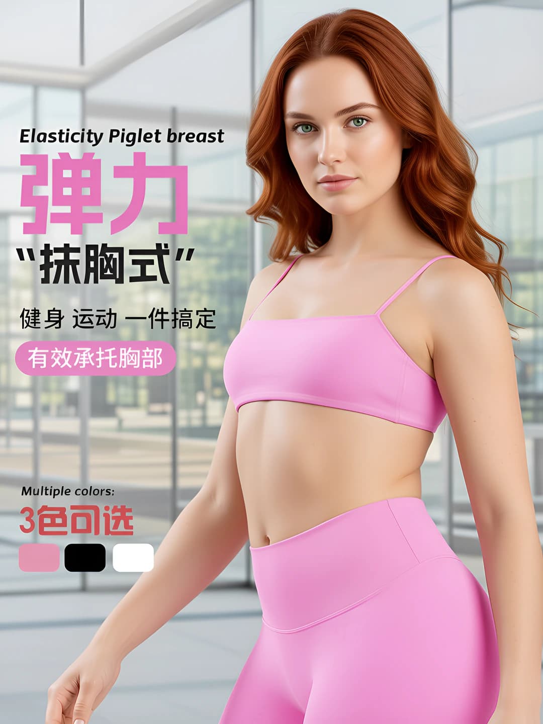 Women's solid colour sports bra, tank top, high support, removable cups, for sports and yoga
