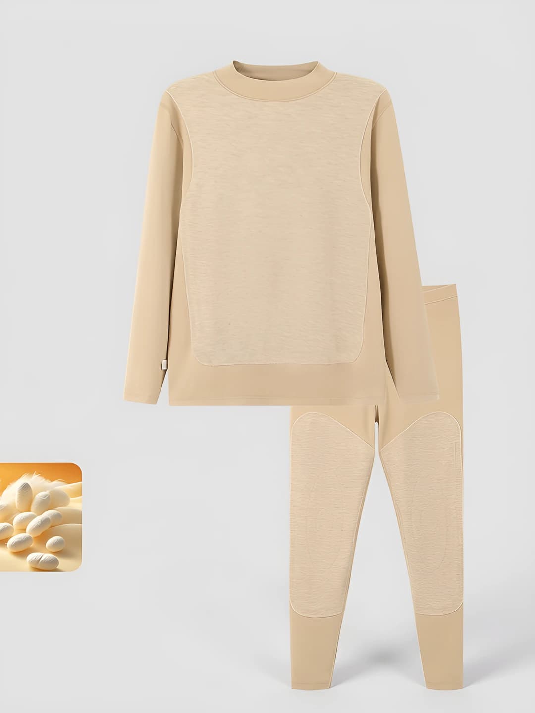 Women's thermal underwear set, warm, thickened, 95% cotton, stretch, long sleeve, trousers, crew neck, solid colour