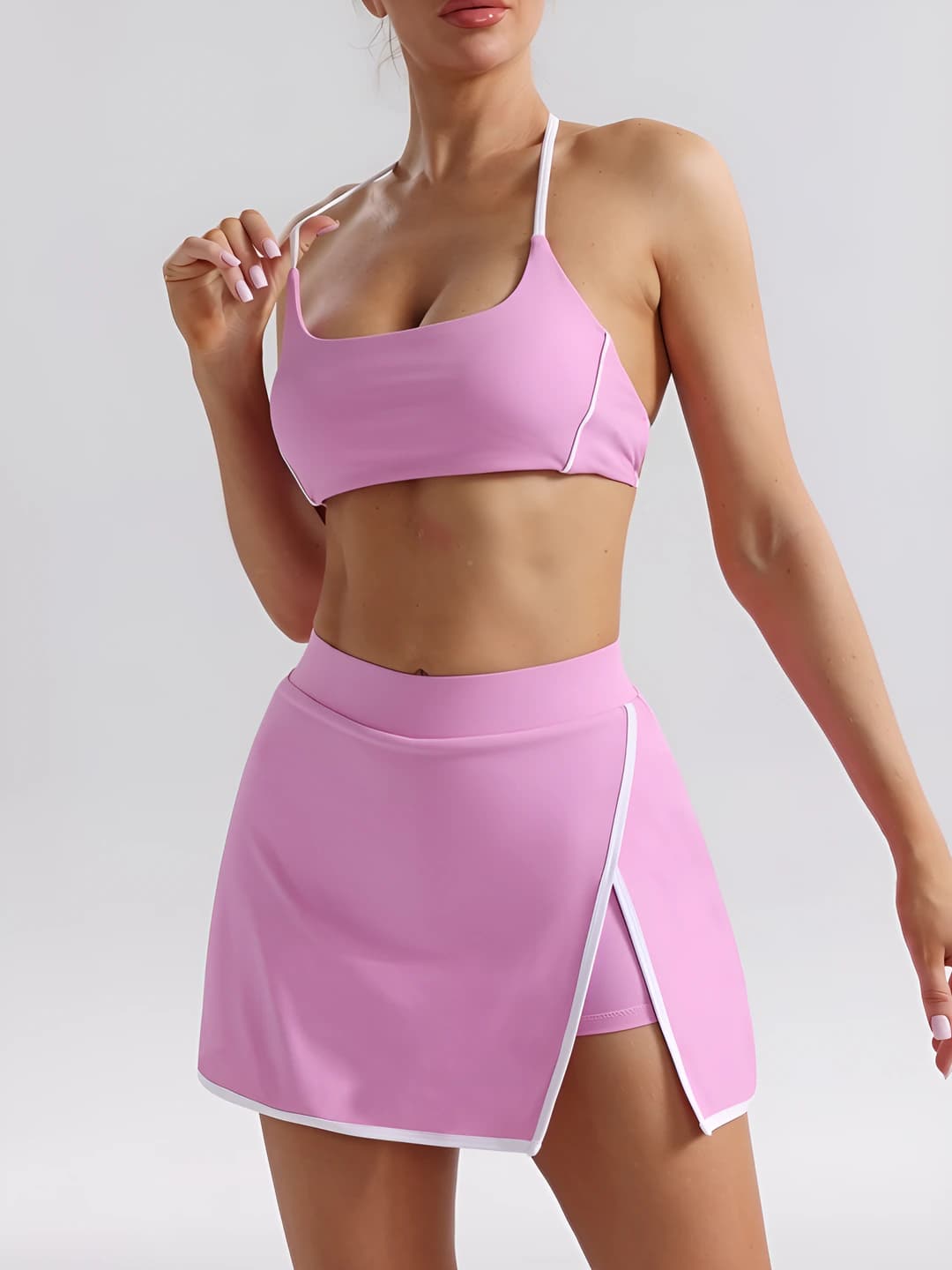 Bra + Short Skirt (Camellia Pink)