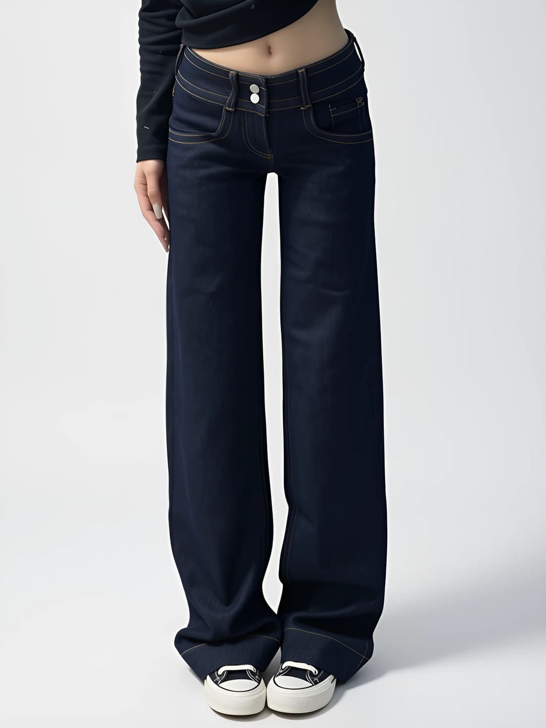 Women's high waist straight cut loose fit jeans, spring-autumn, slimming, casual style