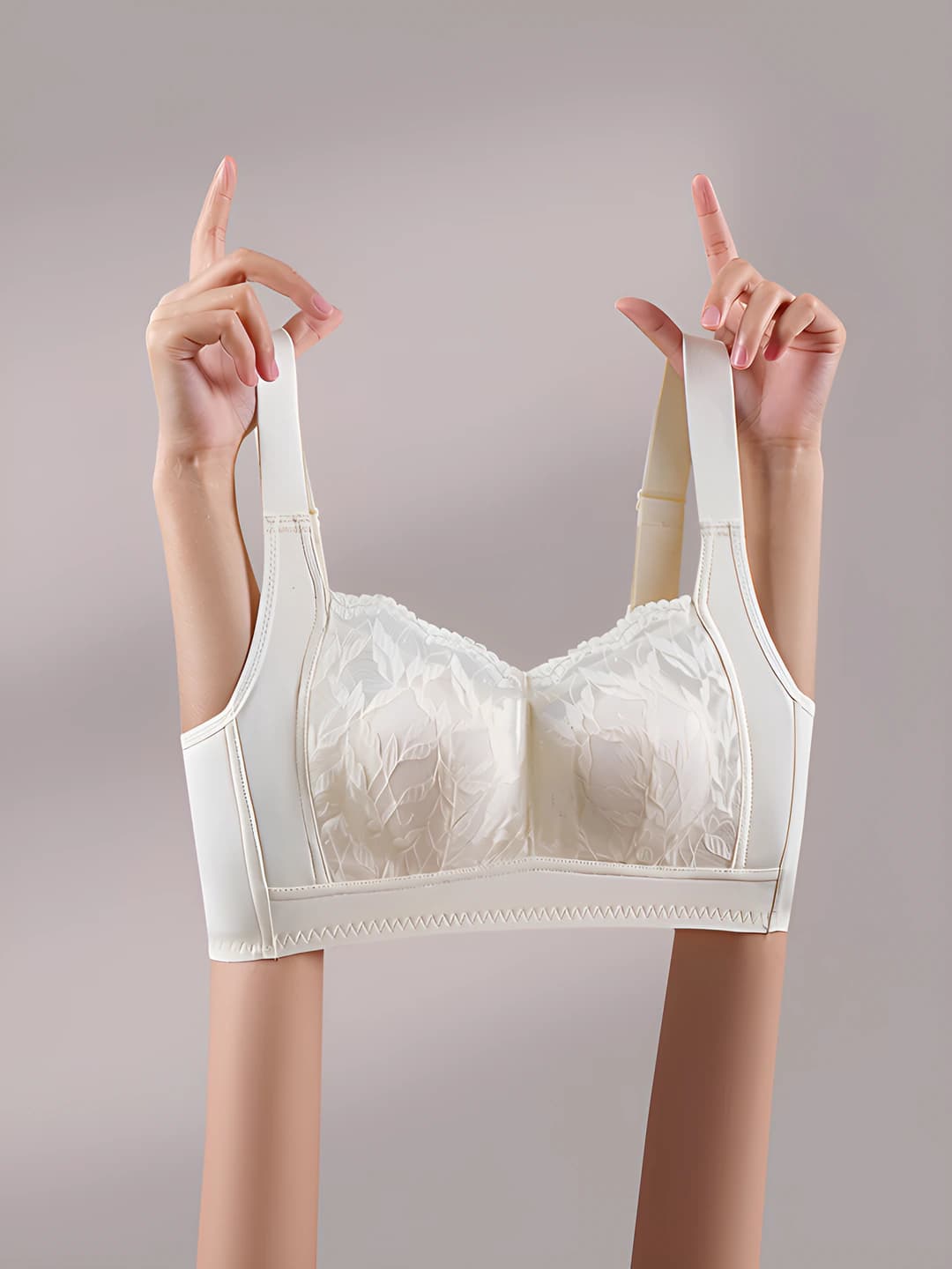 Women's summer ultra-thin lace bra, full coverage, minimizes bust, gathers side breast, prevents sagging