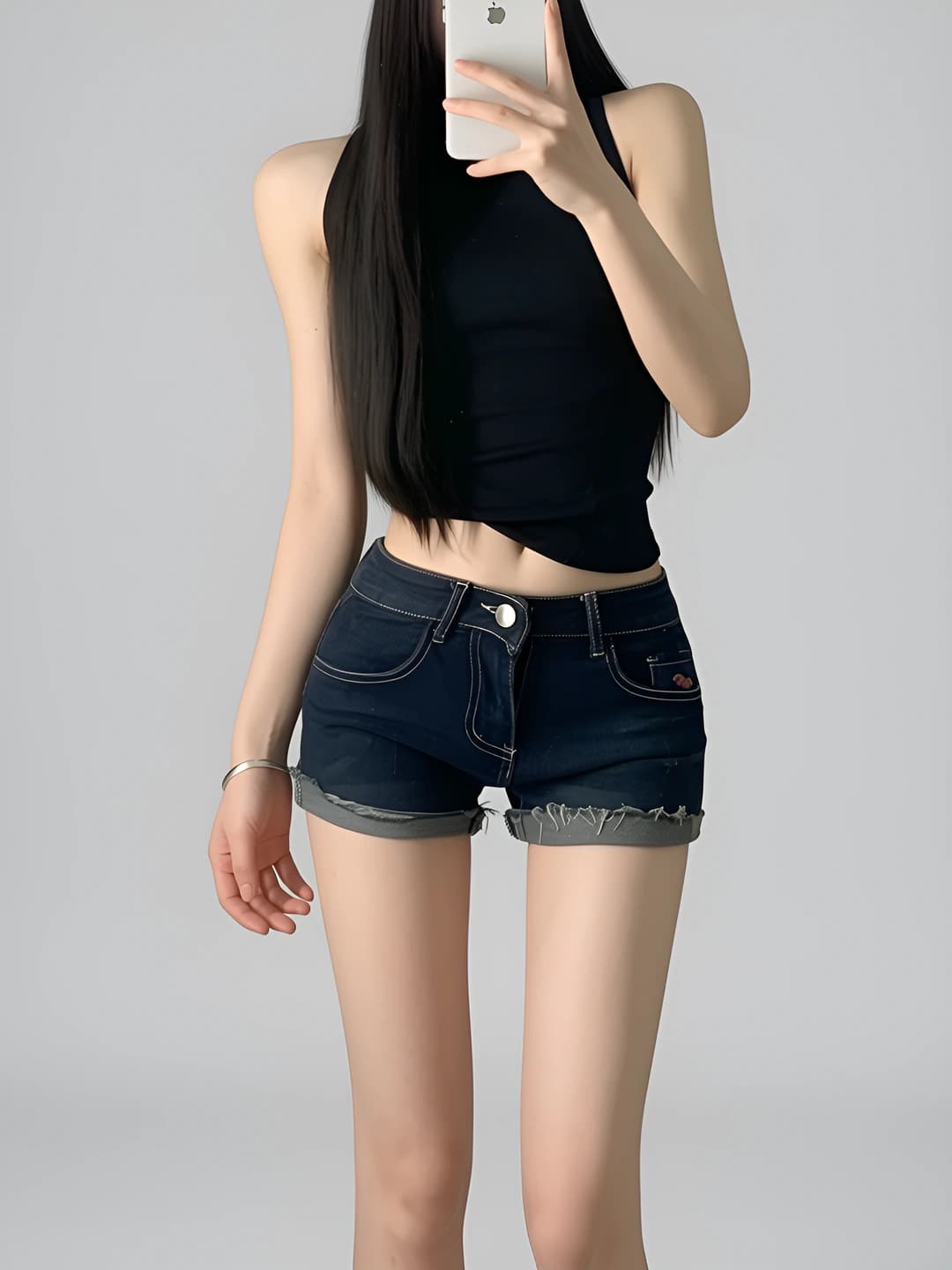 Женские джинсовые шорты прямого кроя на весну-лето, высокая талия, с молнией, 50%–70% хлопок