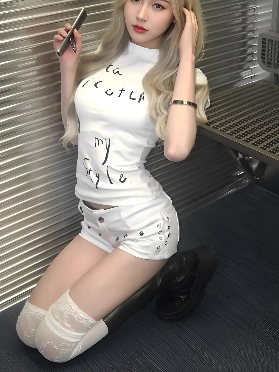 White elastic - no belt