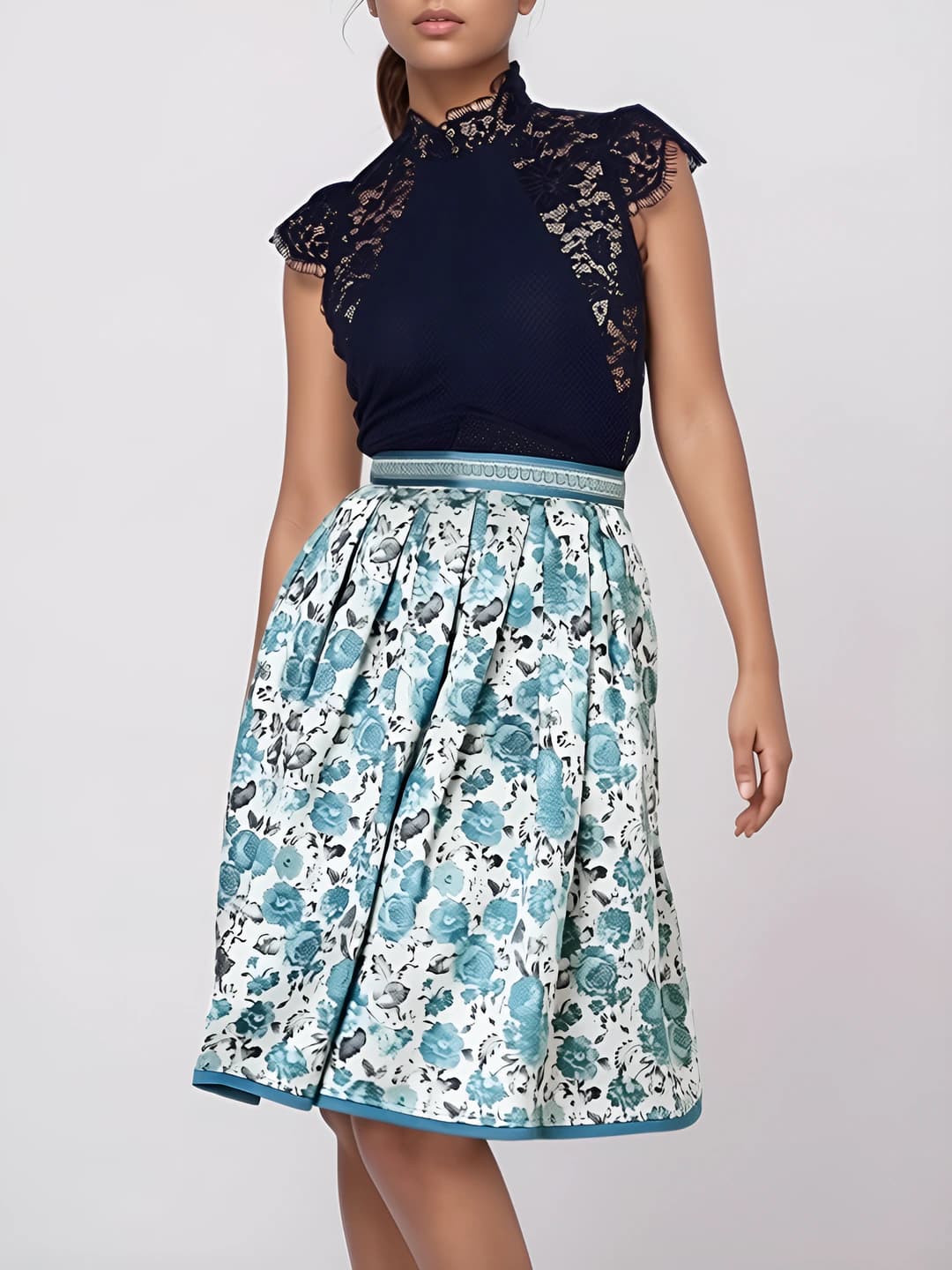Women's A-line floral skirt in retro style 2026
