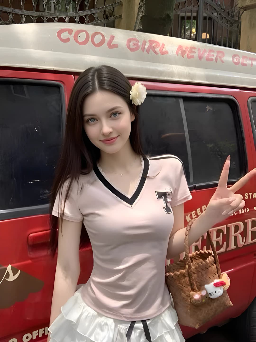 Women's summer V-neck short sleeve t-shirt with lace, slim fit