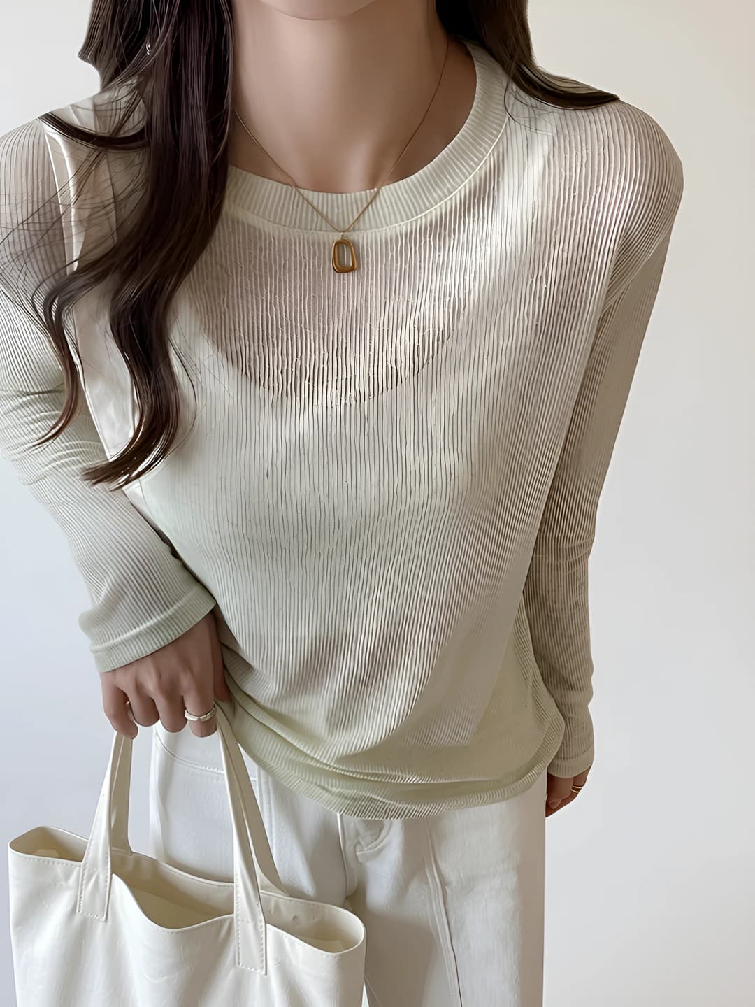 Women's summer sun-protective long sleeve loose fit crew neck slimming solid colour regular length longsleeve