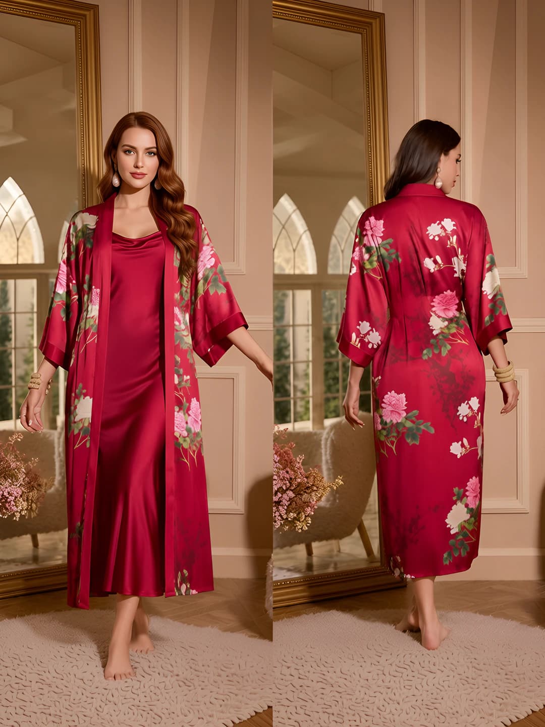 3430 Red brocade (set)