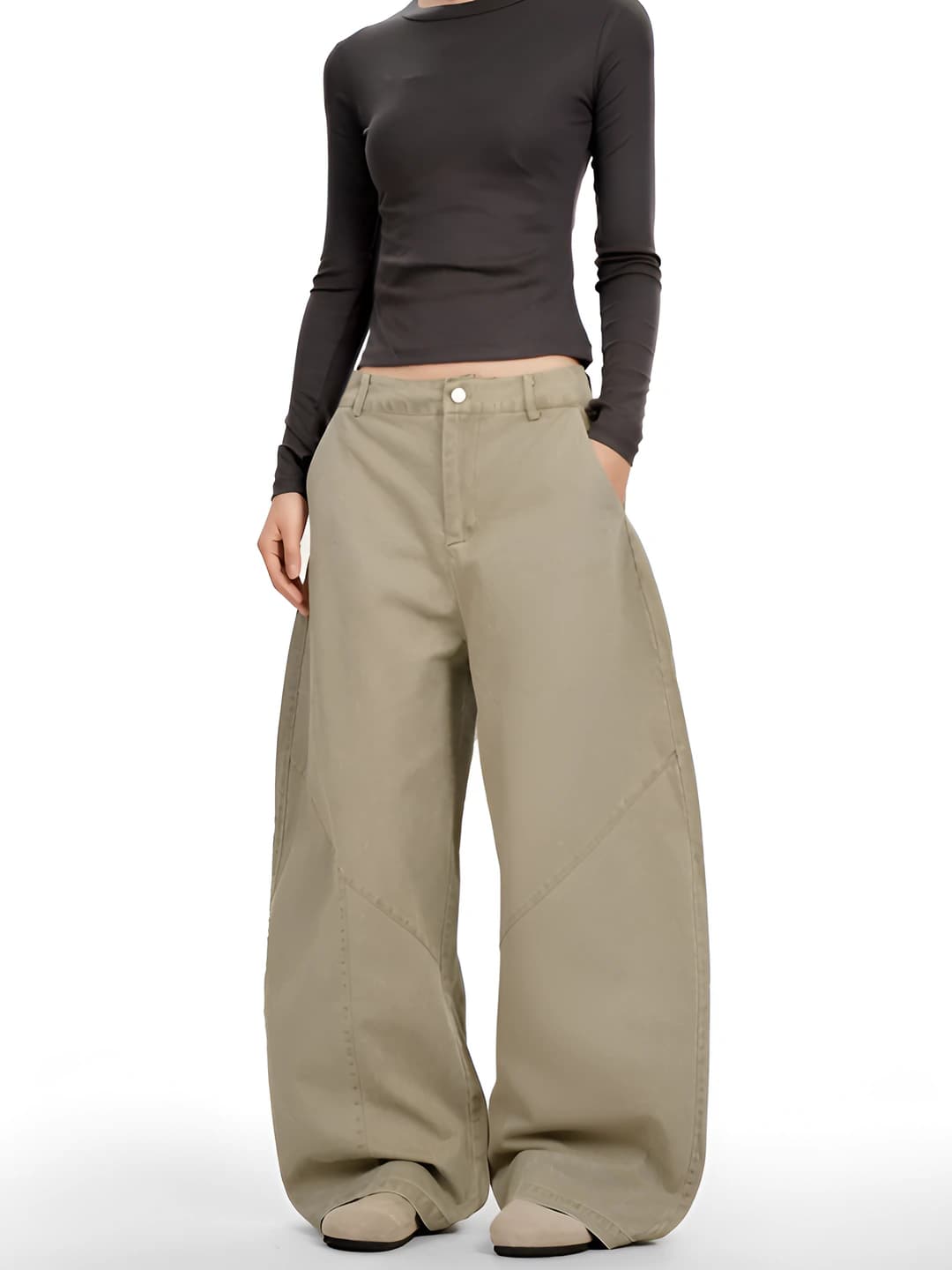 Ayollar uchun keng va klesh jinsi shimlar, bosma naqshli, koreys uslubida, bahor-kuz, bo'sh (oversize), baland bel