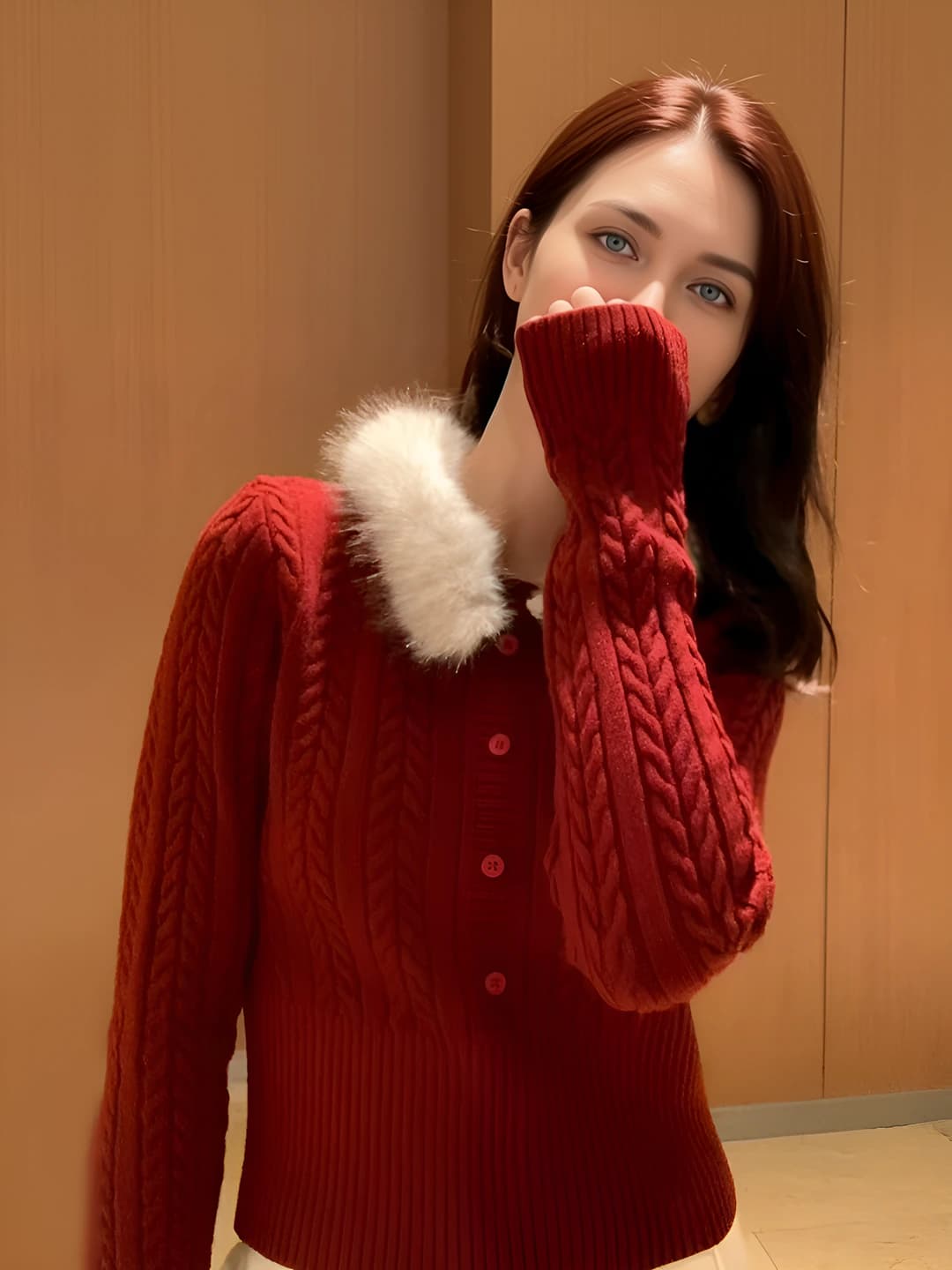 Women's 2026 autumn-winter cable knit crew neck long sleeve slim fit knit top