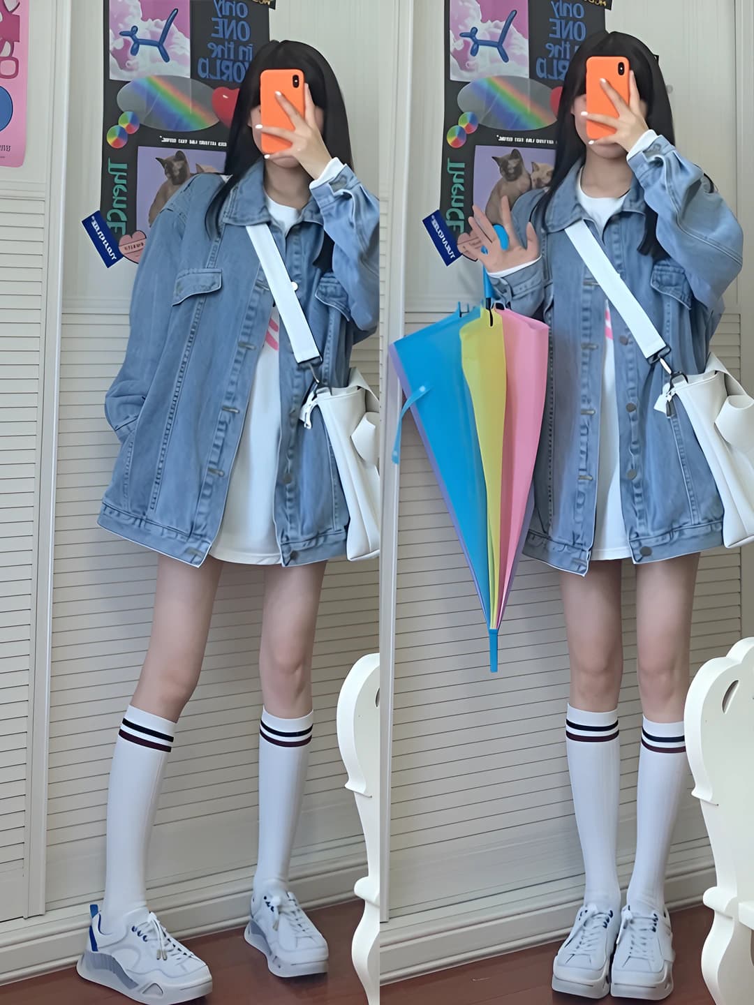 Ayollar uchun 2026 kuz-qish mavsumi koreys uslubida bo'sh (oversize) uzun yengli POLO yoqali denim kurtka
