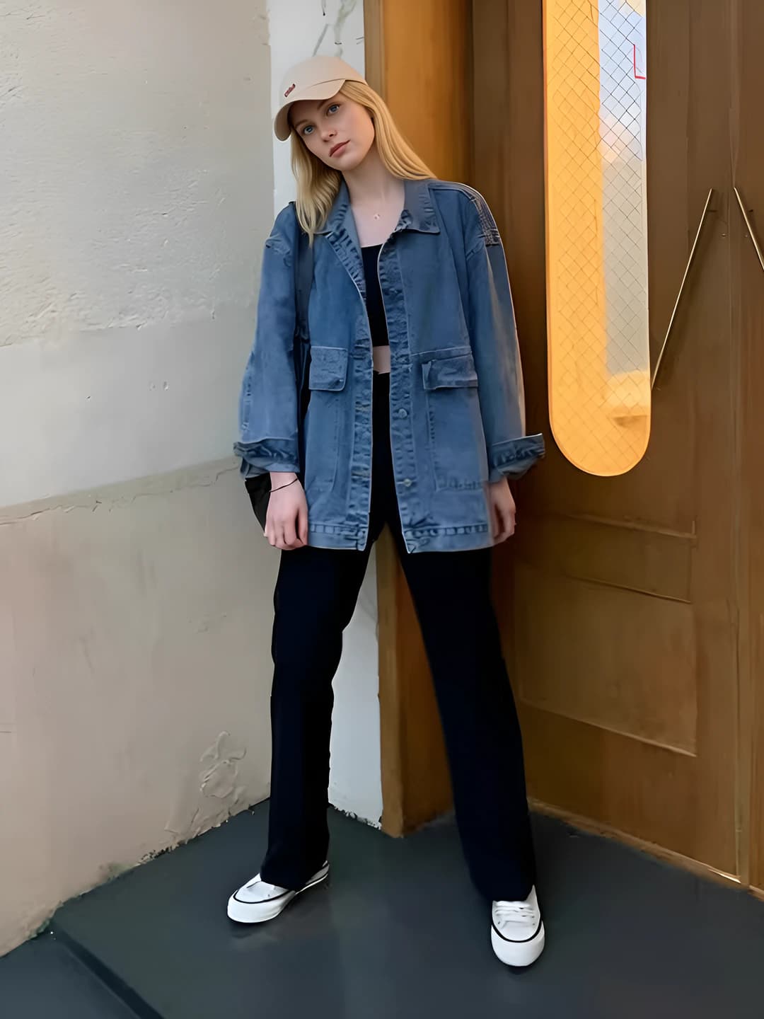 Ayollar uchun denim kurtka, 2026 bahor-kuz, koreys uslubida, bo'sh (oversize), uzun yeng, retro, kundalik