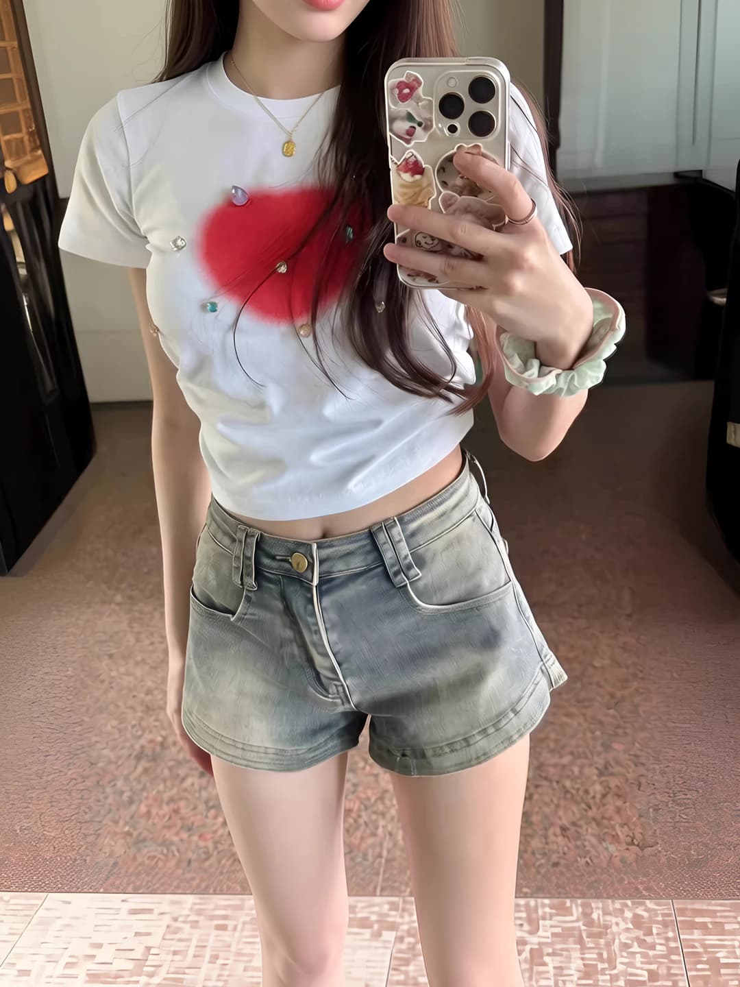 Women's 2026 summer denim shorts, high waist, slimming, retro, thickened, straight cut