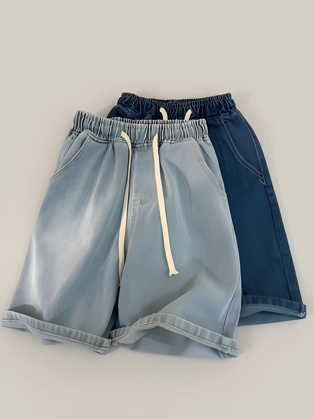 Women's summer denim shorts, elastic waist, knee-length shorts, loose fit, straight cut, thin, 2026