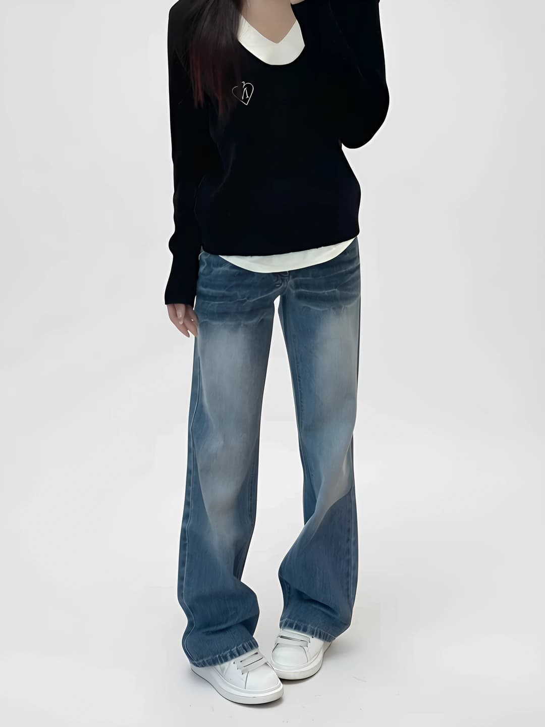 Women's wide and flared jeans 2026 spring-autumn, high waist, slimming, loose fit