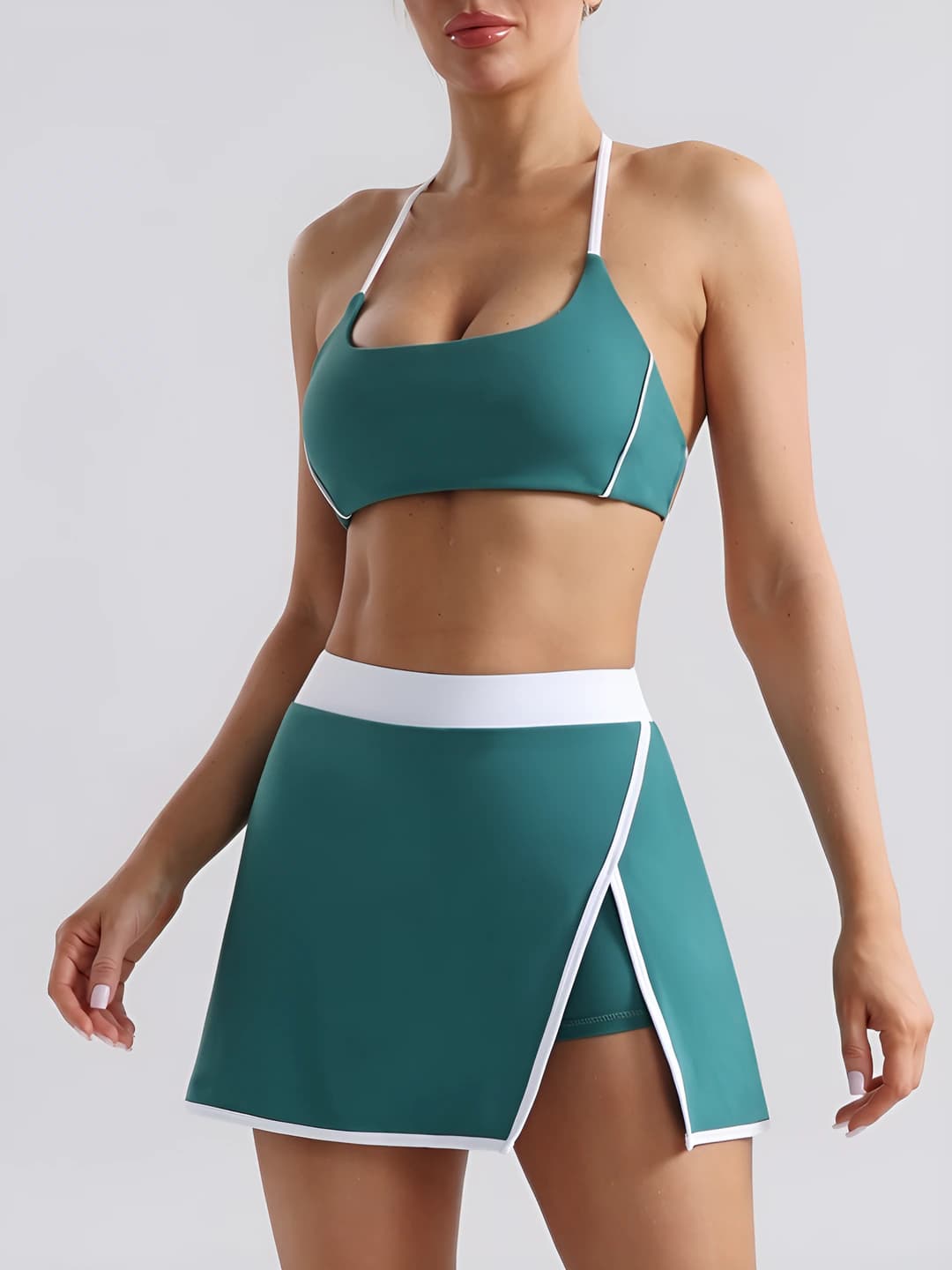 Bra + Short Skirt (Dark Green)