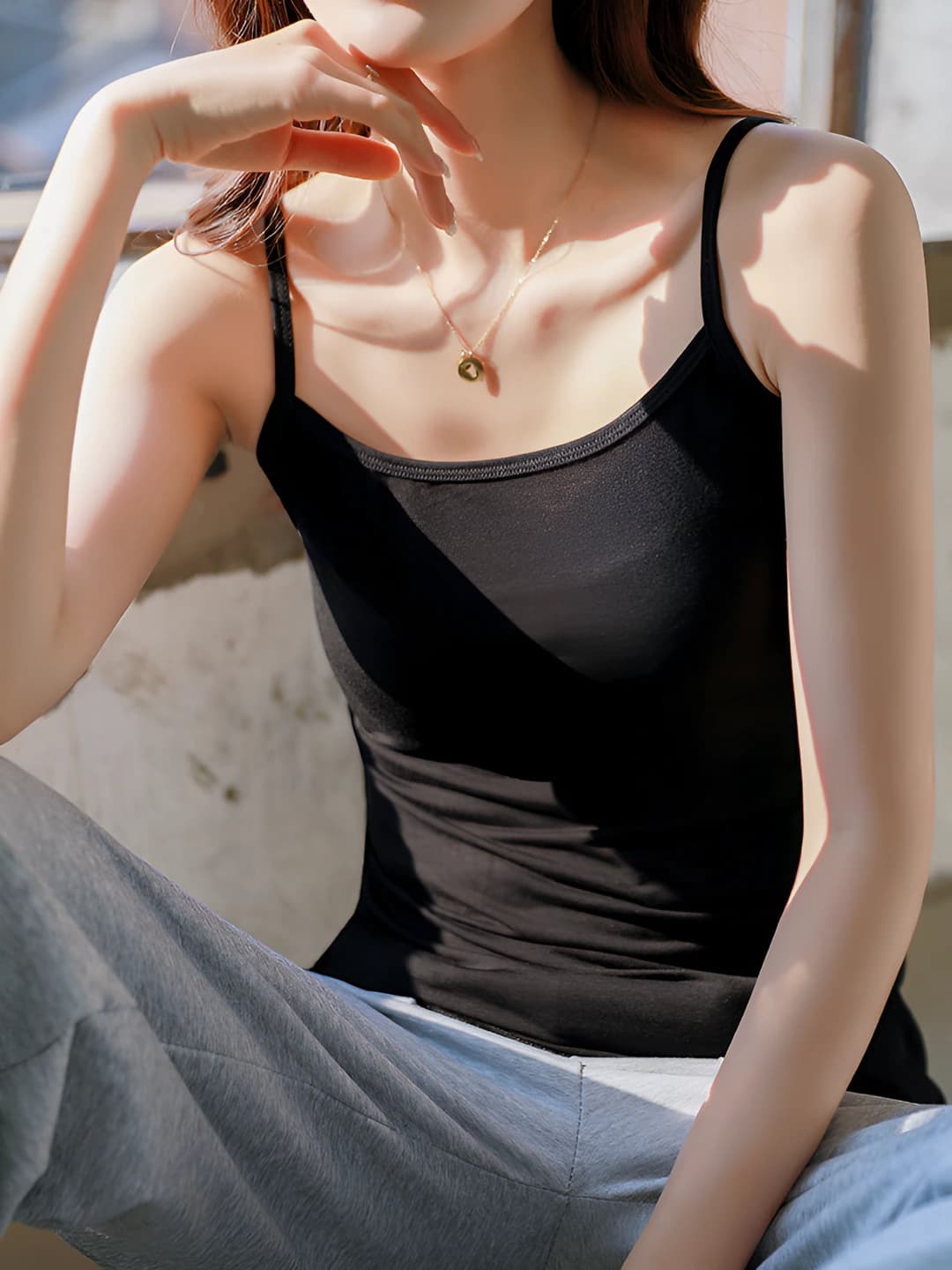 Women's summer modal camisole tank top, slim fit, slimming, sleeveless, solid colour, for layering and outerwear
