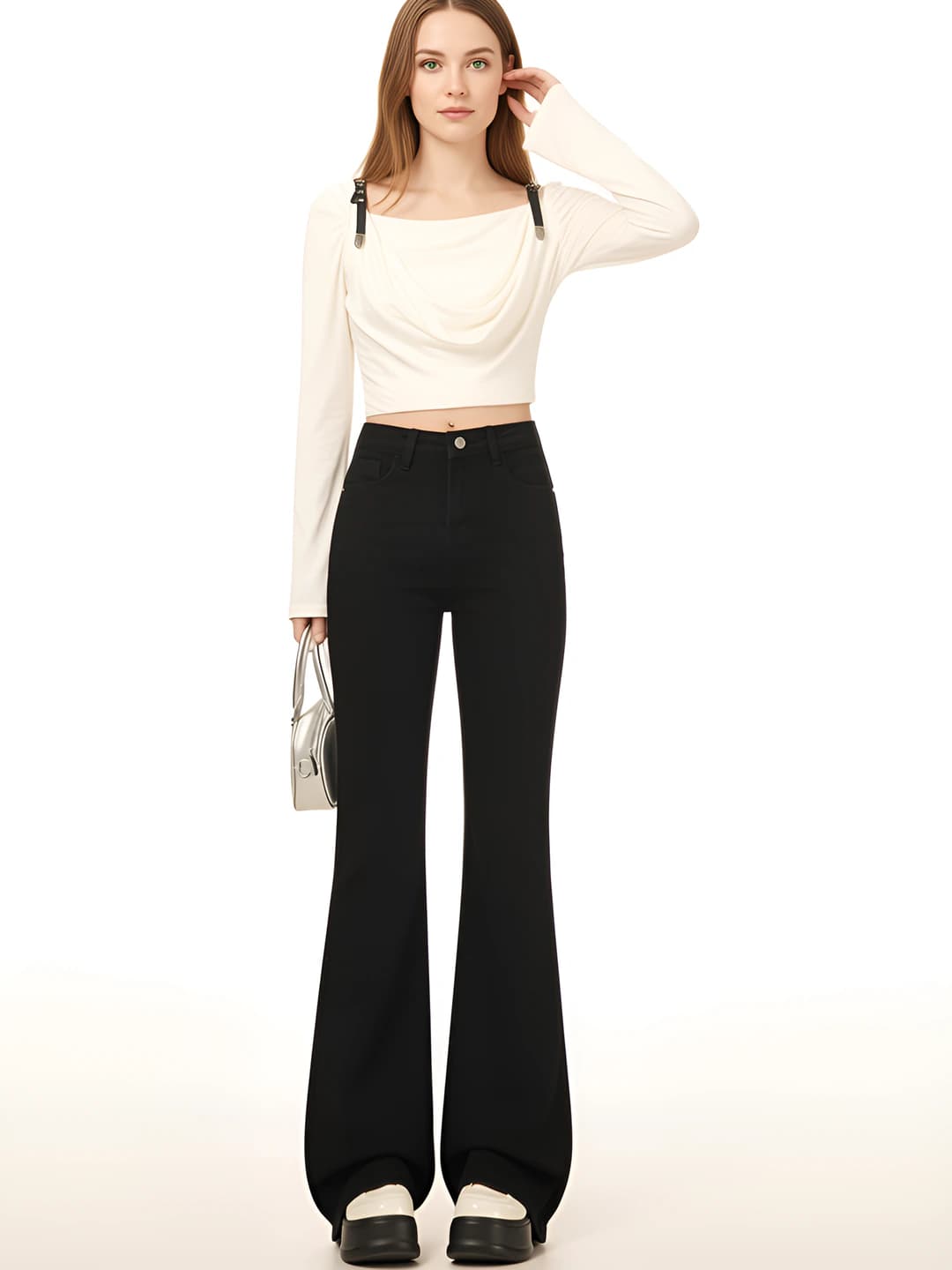 Women's wide and flared jeans casual high waist slimming spring-autumn