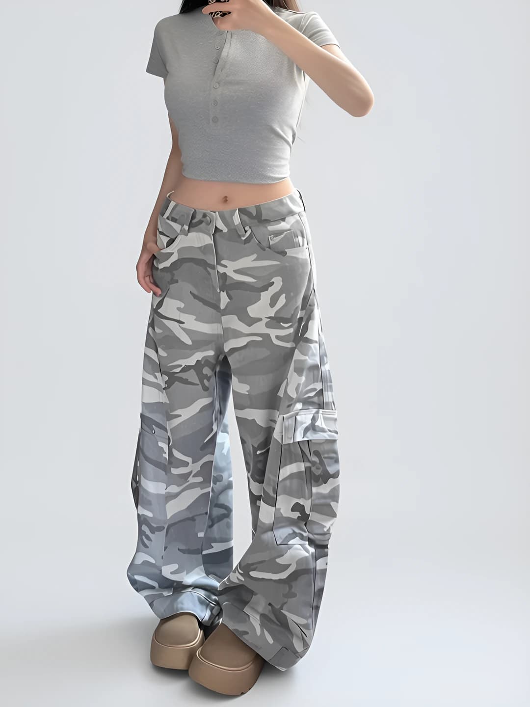 Ayollar uchun keng va klesh jinsi shimlar, bahor-kuz, baland bel, bo'sh (oversize) fit, keng shim, uzun shim, 50%–70% paxta, hip-hop uslubi