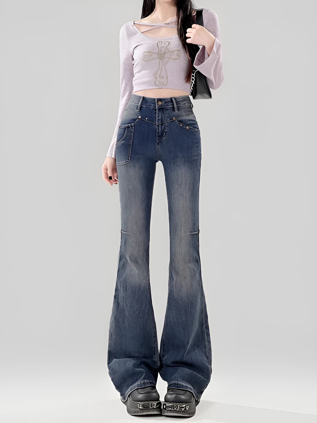 Women's high waist stretch jeans, slimming, retro style, for spring-autumn