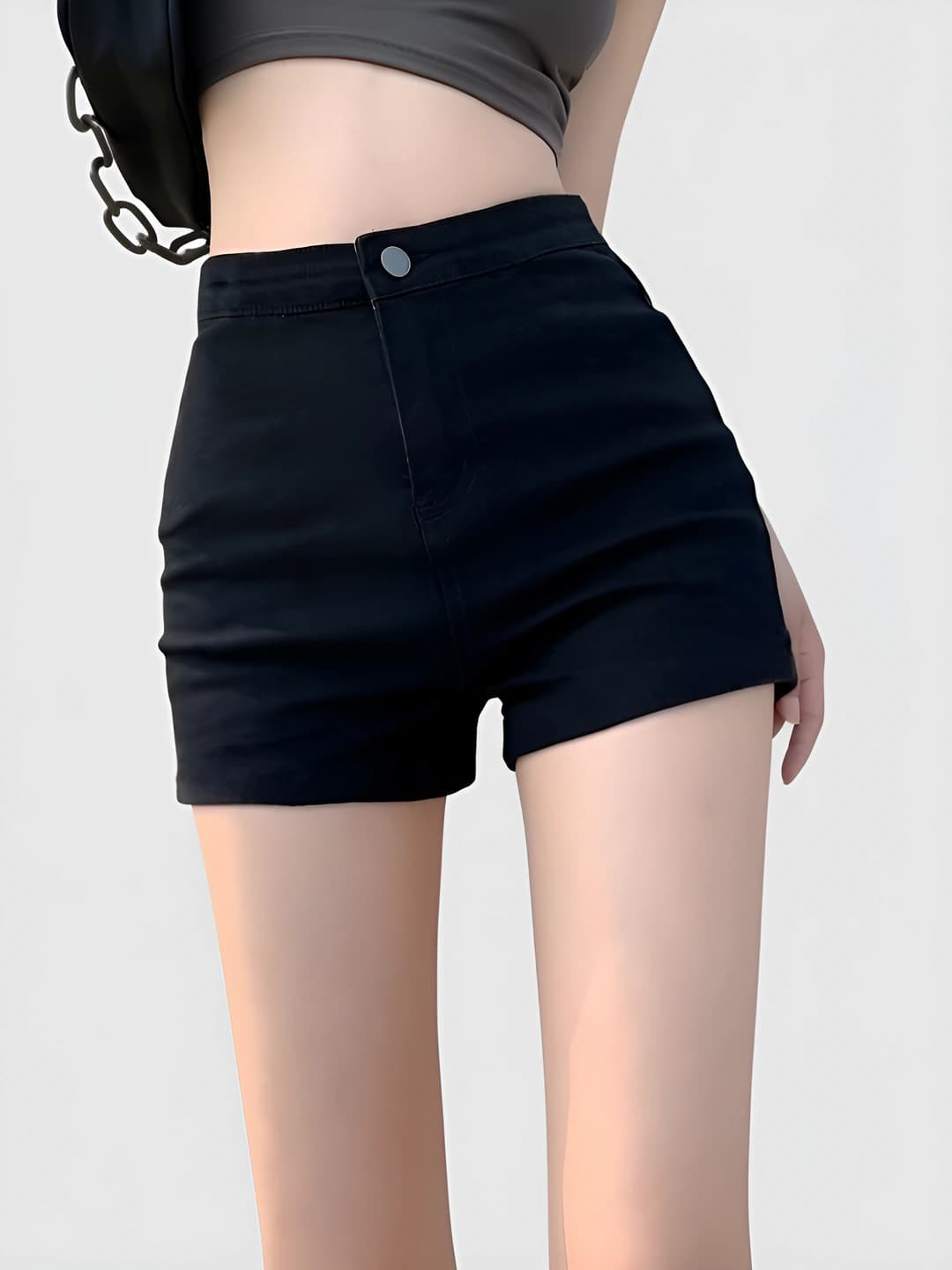 Women's denim shorts: high waist, stretch, slimming, straight cut, spring-summer