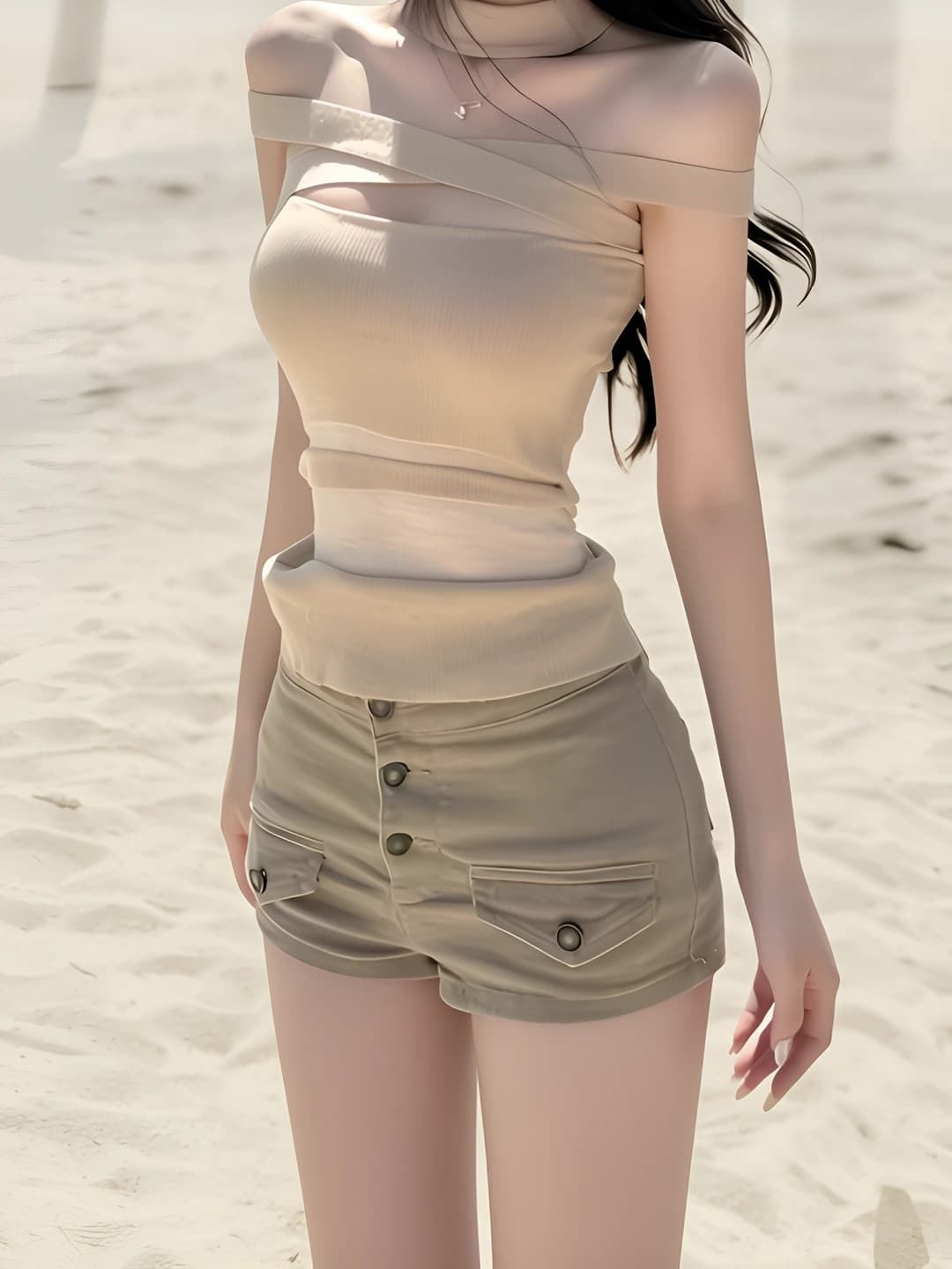 Women's high waist straight cut denim shorts with zip, spring-summer, hip-lifting