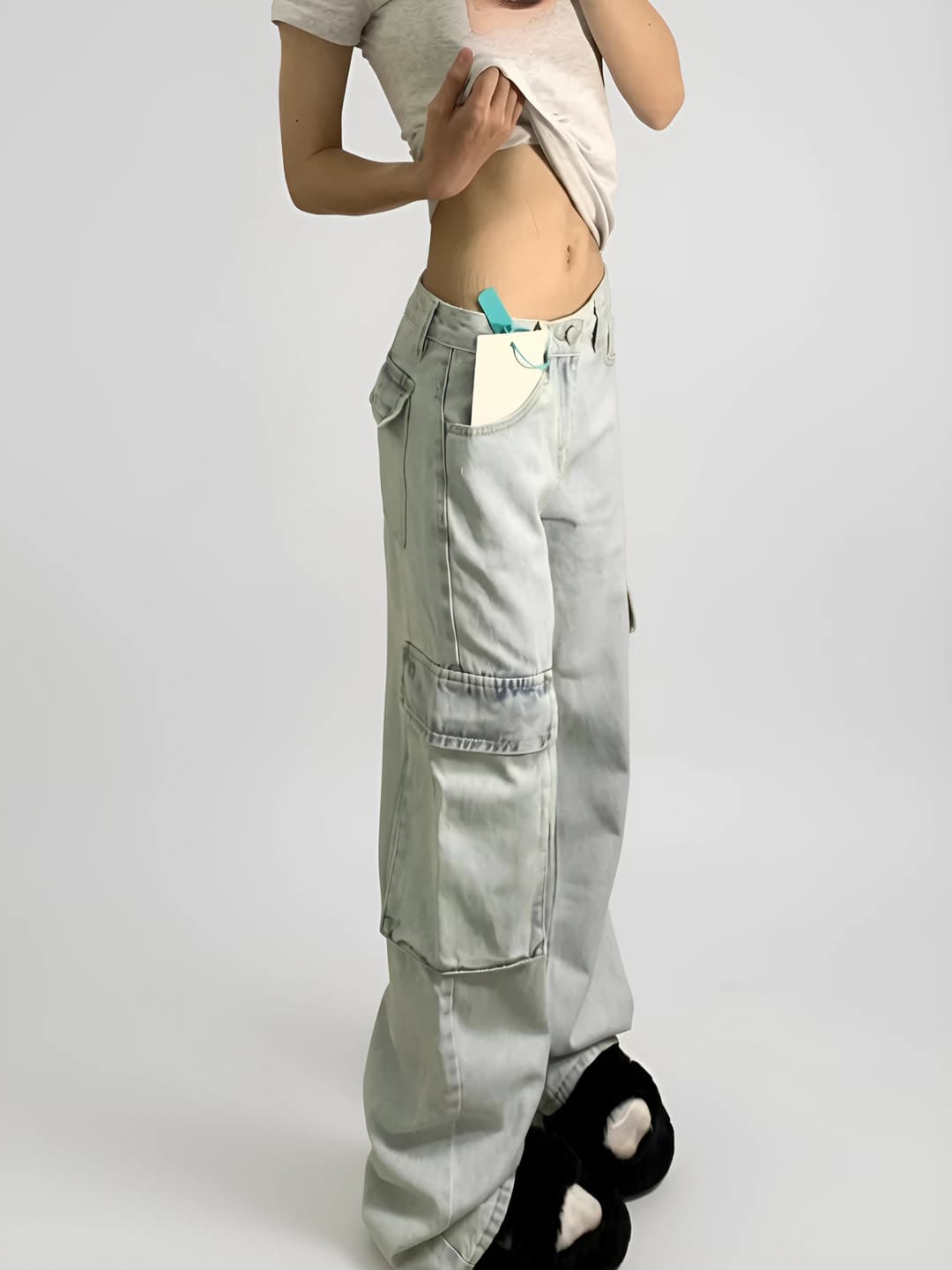Women's 2026 spring-autumn jeans, high waist, straight cut, wide and flared, loose fit, slimming, casual style