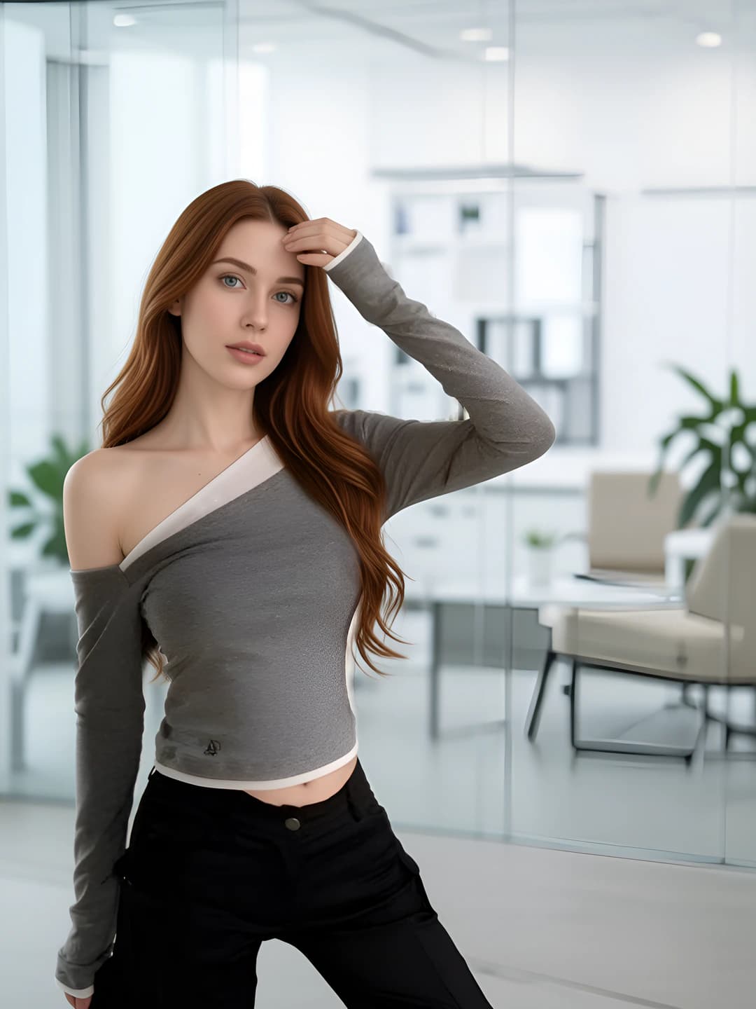Ayollar uchun 260 g modal mato, tanaga yopishgan, nozik ko'rsatadigan, uzun yengli, kalta, bir rangli, yoqa turi: qiyalik, kashtali, kundalik uslubdagi krop-top