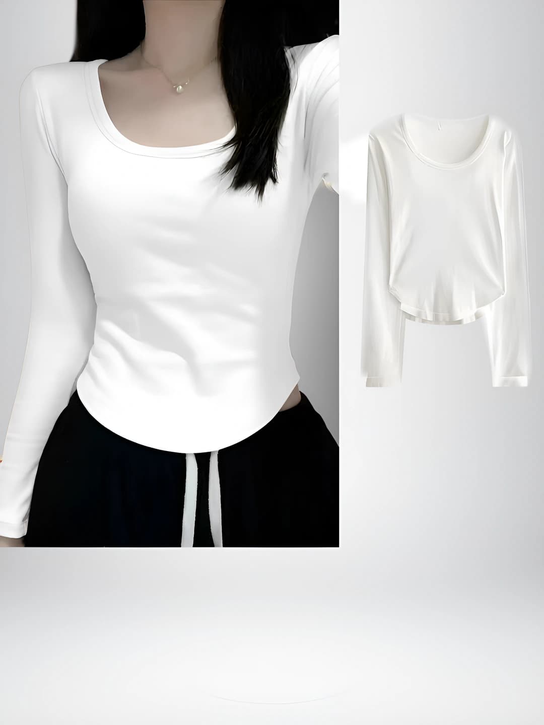 Women's thickened long-sleeve base top, slim fit, warm, all-season