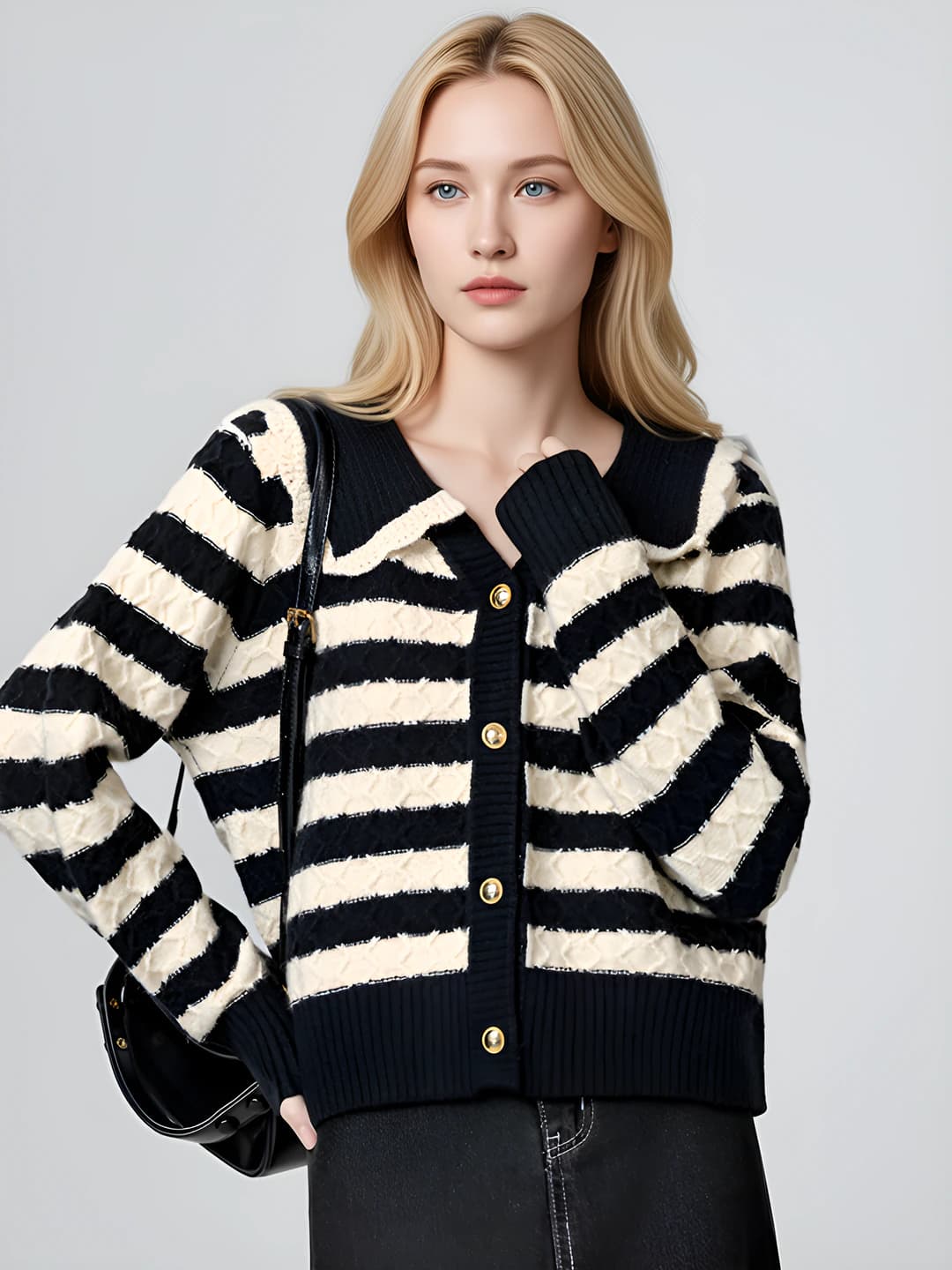 Women's striped cardigan, slimming, loose fit, long sleeve, spring-autumn