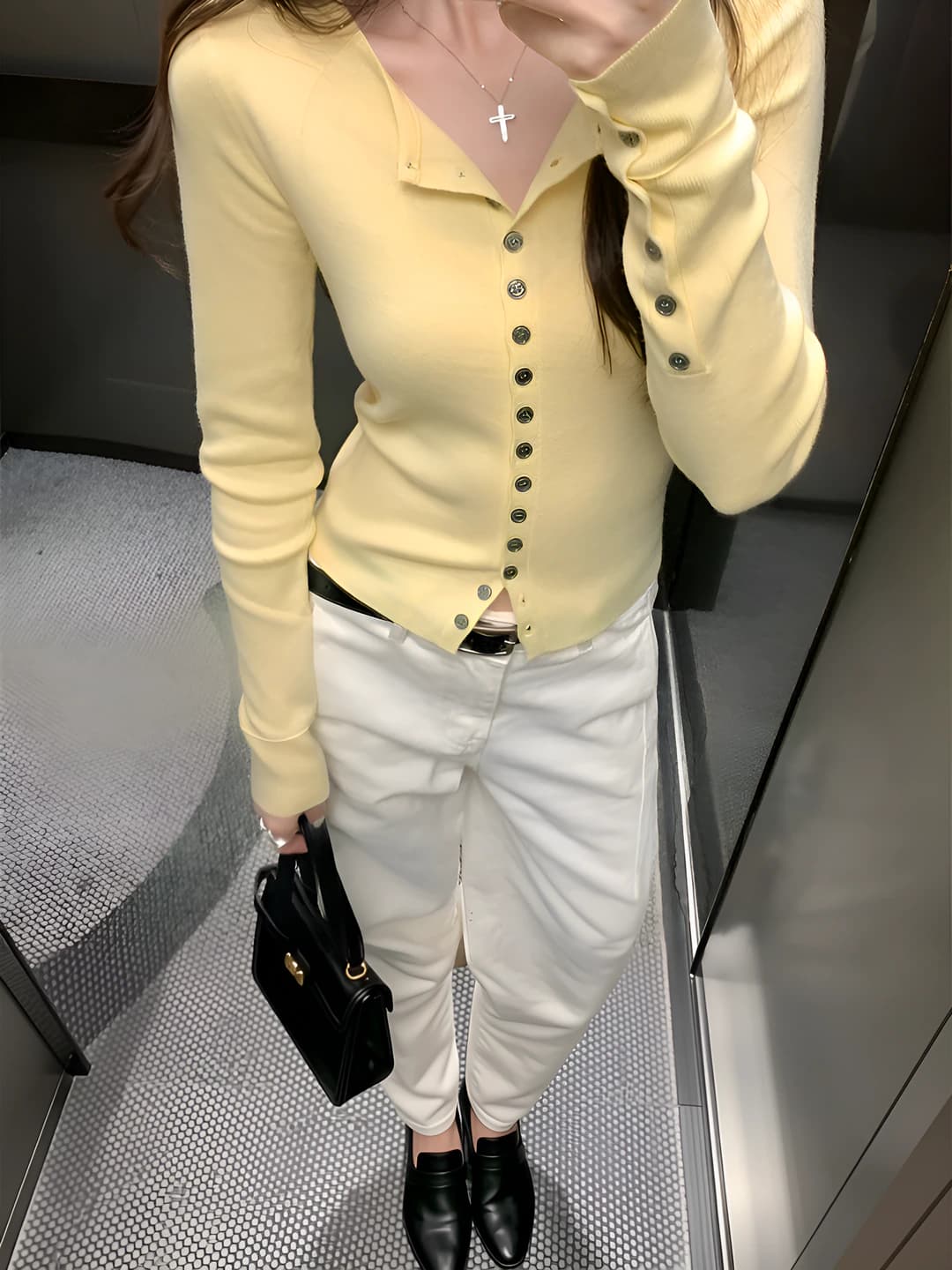Women's summer knit cardigan: slim fit, slimming, sun-protective, solid colour, long sleeve, crew neck, cropped