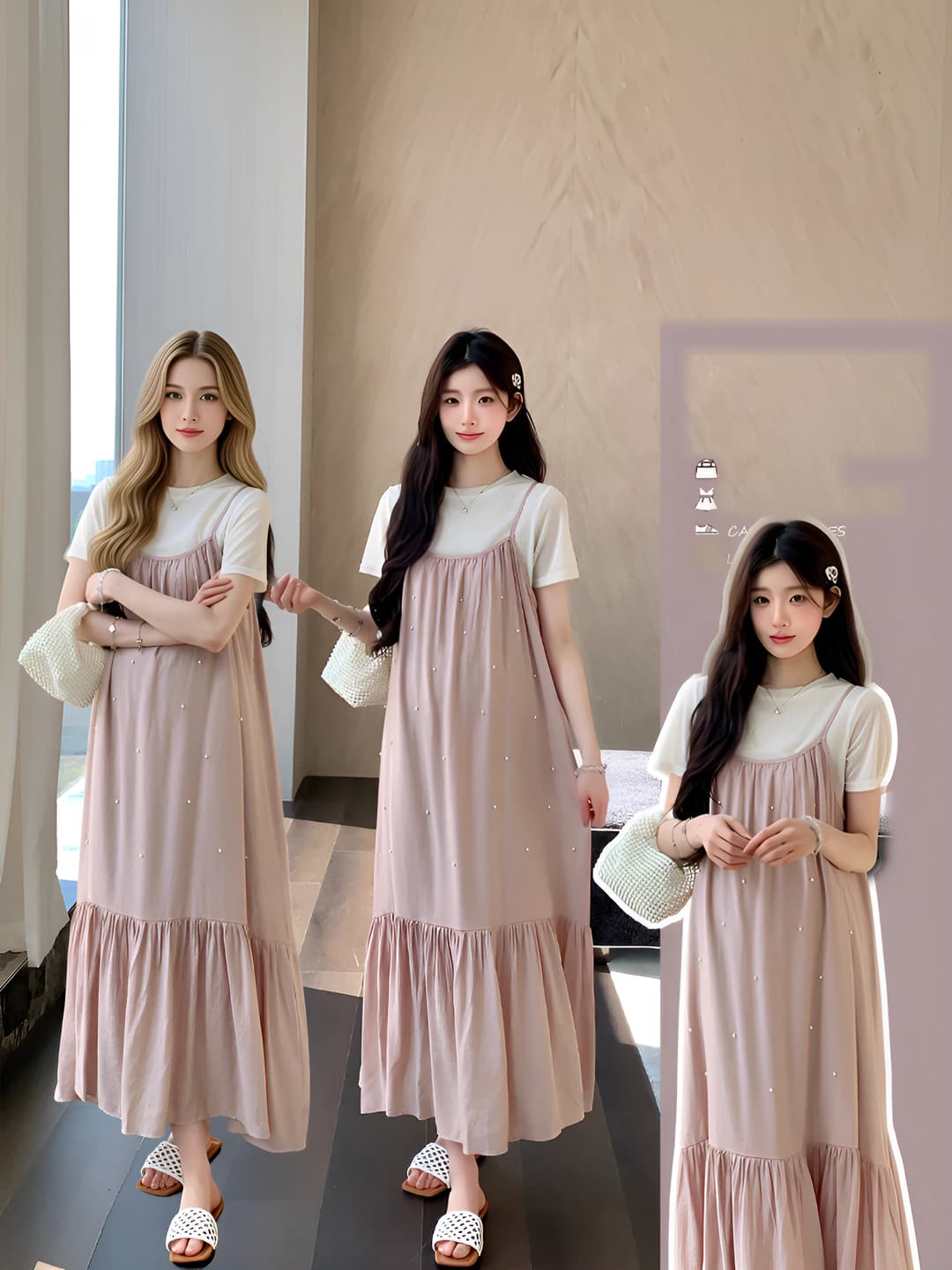 Women's 2026 summer skirt set: long skirt and short sleeve top, solid colour, polyester, long skirt, long skirt