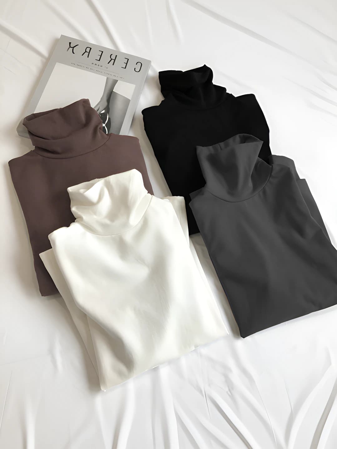 Women's 2026 autumn-winter slim fit, slimming, high neck, long sleeve, solid colour, delon fabric long-sleeve base top