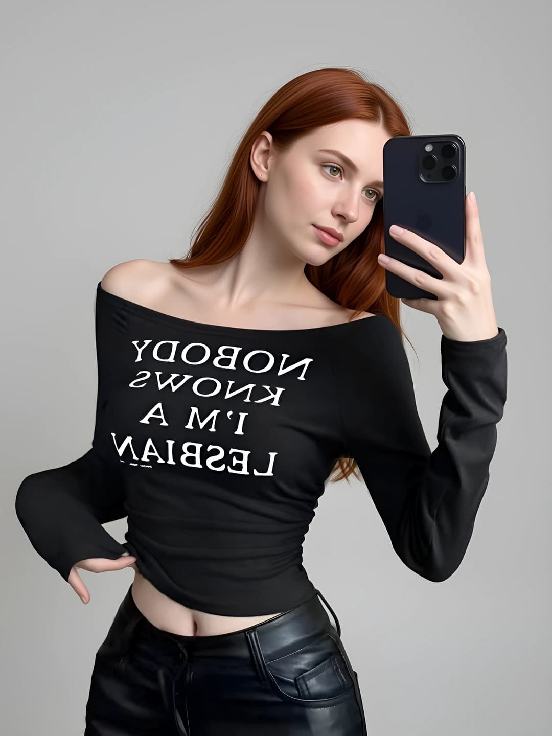 Women's long-sleeve base top, slim fit, slimming, printed, cropped