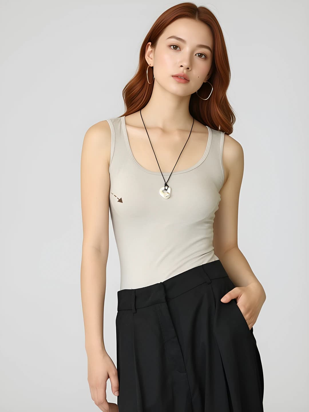 Women's autumn-winter tank top: slim fit, solid colour, warm, wool and tencel blend