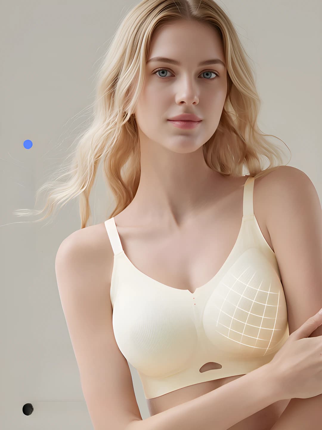 Women's thin, seamless, lifting and gathering, wire-free, soft, breathable, comfortable bra with beautiful back design
