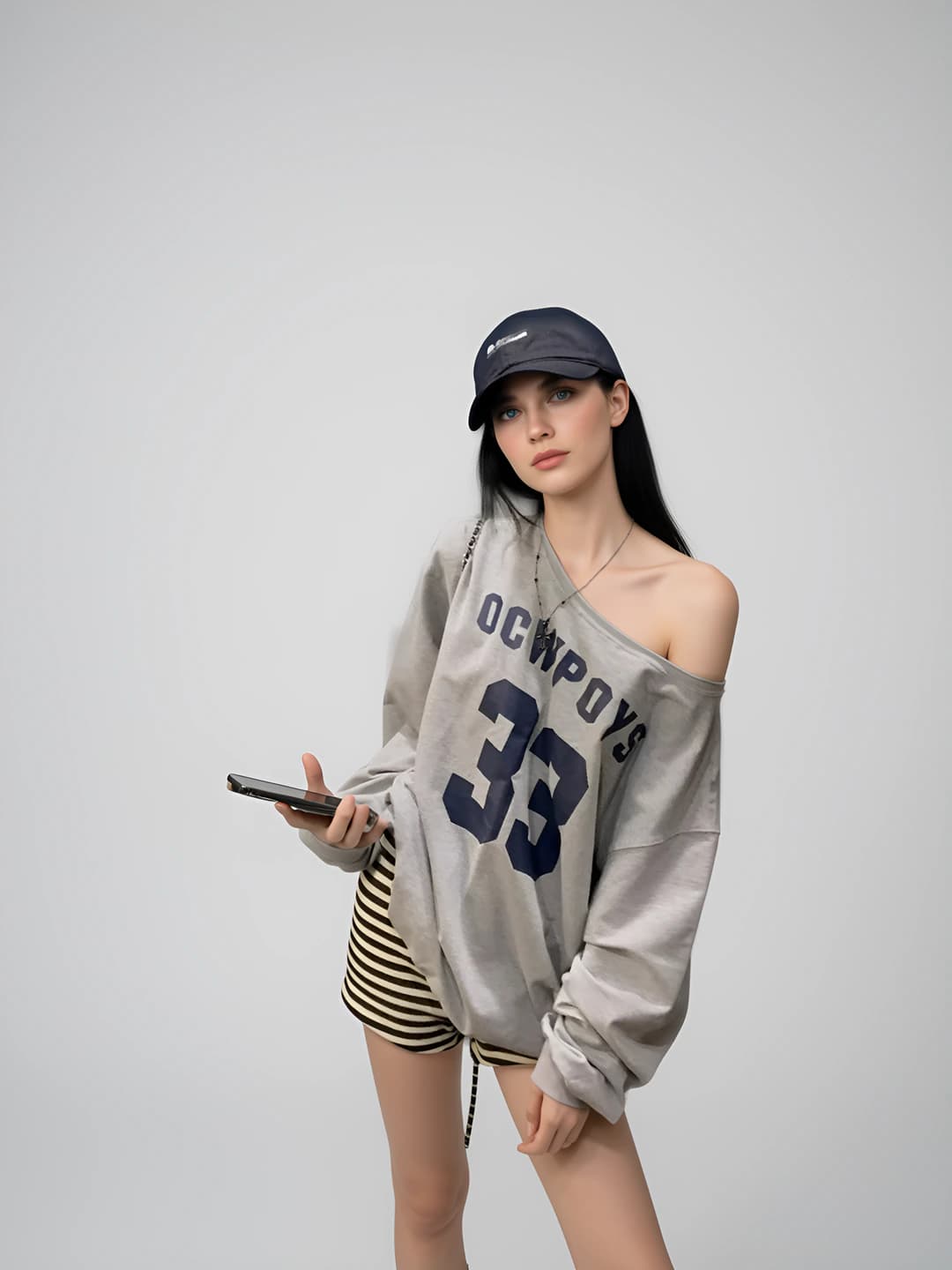 Women's off-shoulder sweatshirt top, retro style, printed, loose fit, long sleeve, autumn casual wear