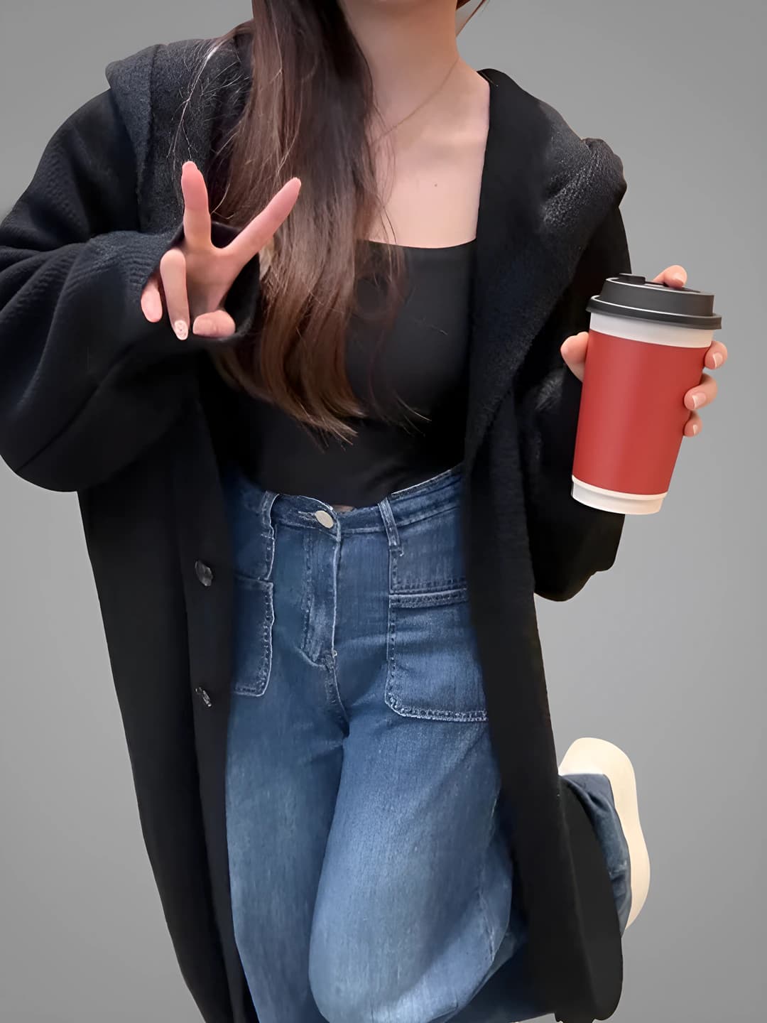 Women's knit cardigan: thickened, loose fit, long sleeve, slimming, winter