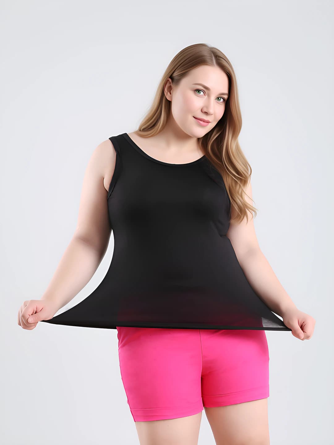 Ayollar uchun yozgi modali mayka, katta o'lcham, bo'sh (oversize) kesim, yengsiz, bir rangli, elastik