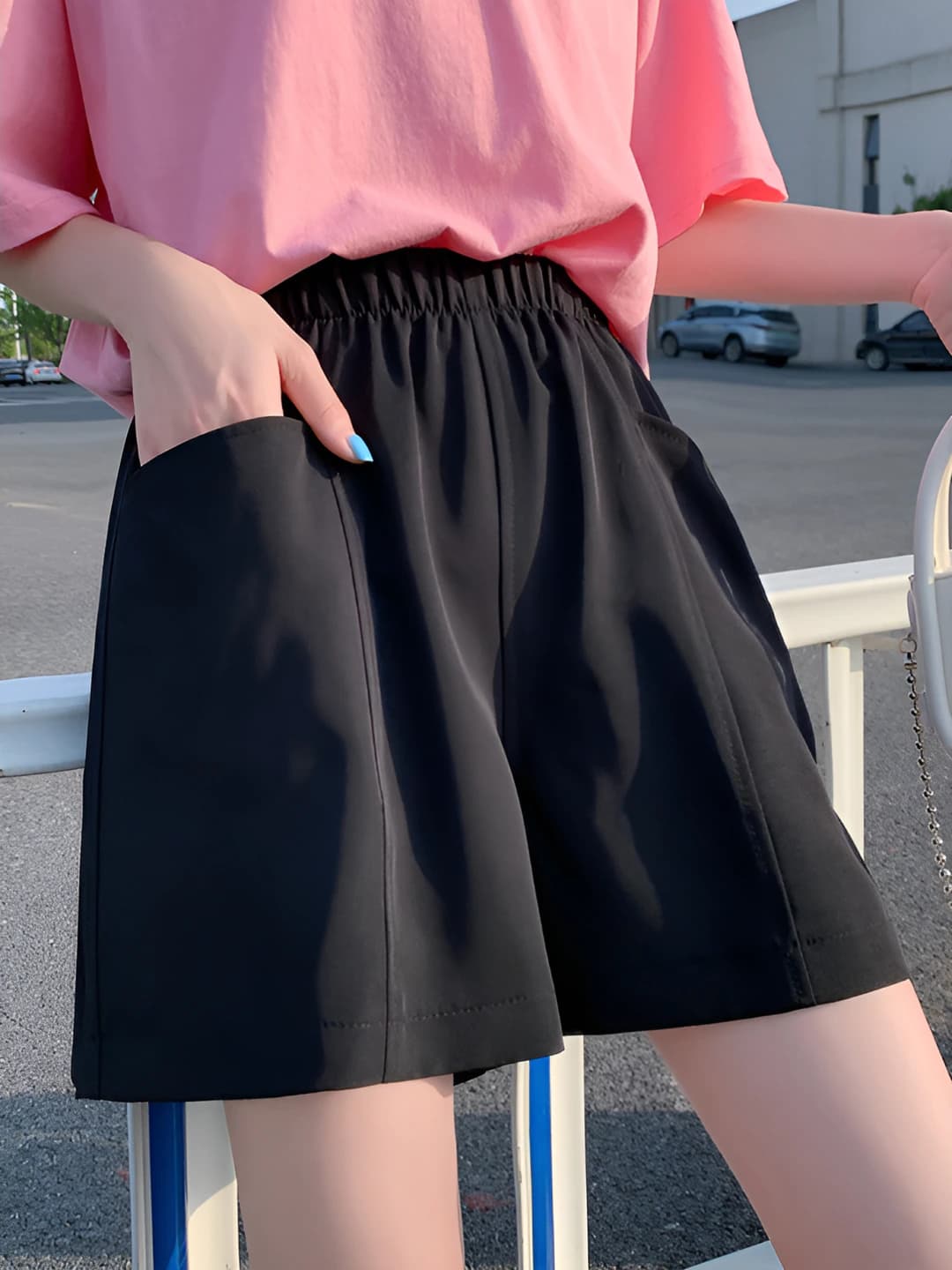 Women's wide-leg shorts, high waist, loose fit, thin, sports, plus size, 200 jin, A-line, for thick thighs