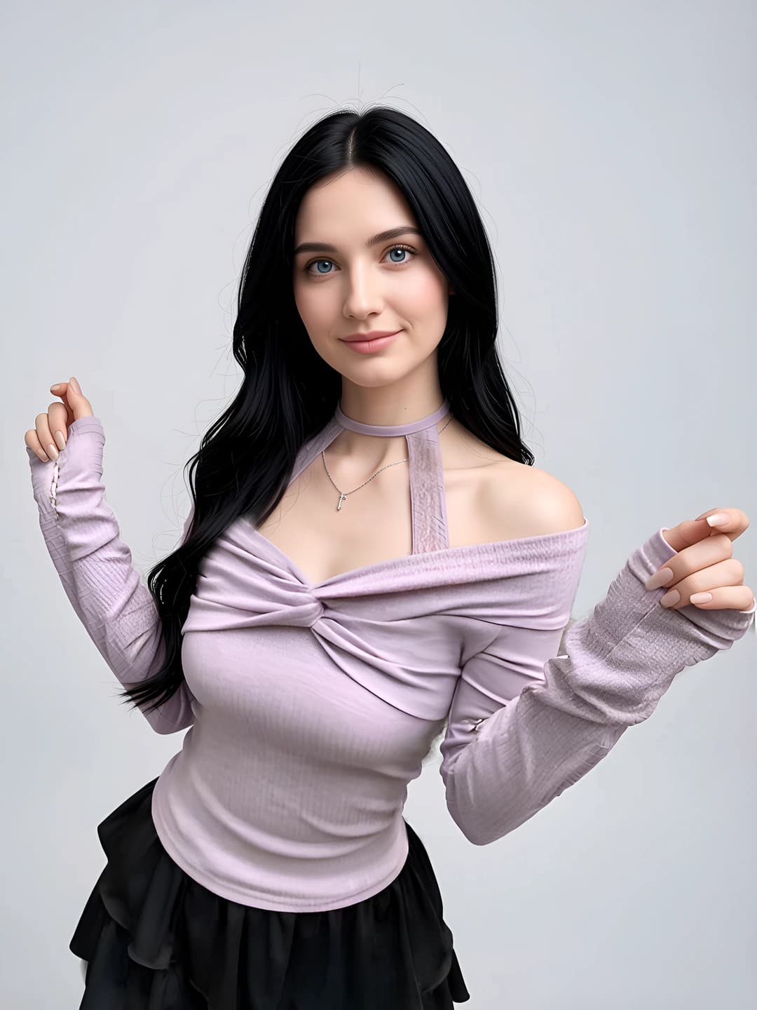 Женский фиолетовый топ со спущенными плечами, с кружевом, длинный рукав, oversize, короткий лонгслив