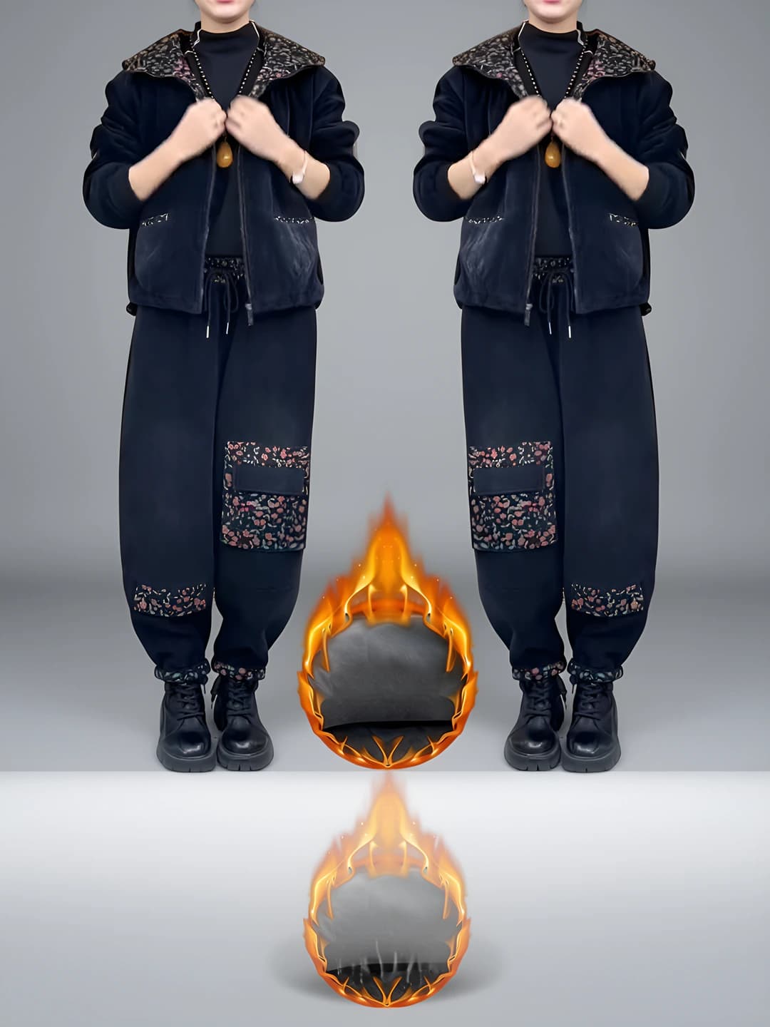 Black pants, fleece-lined