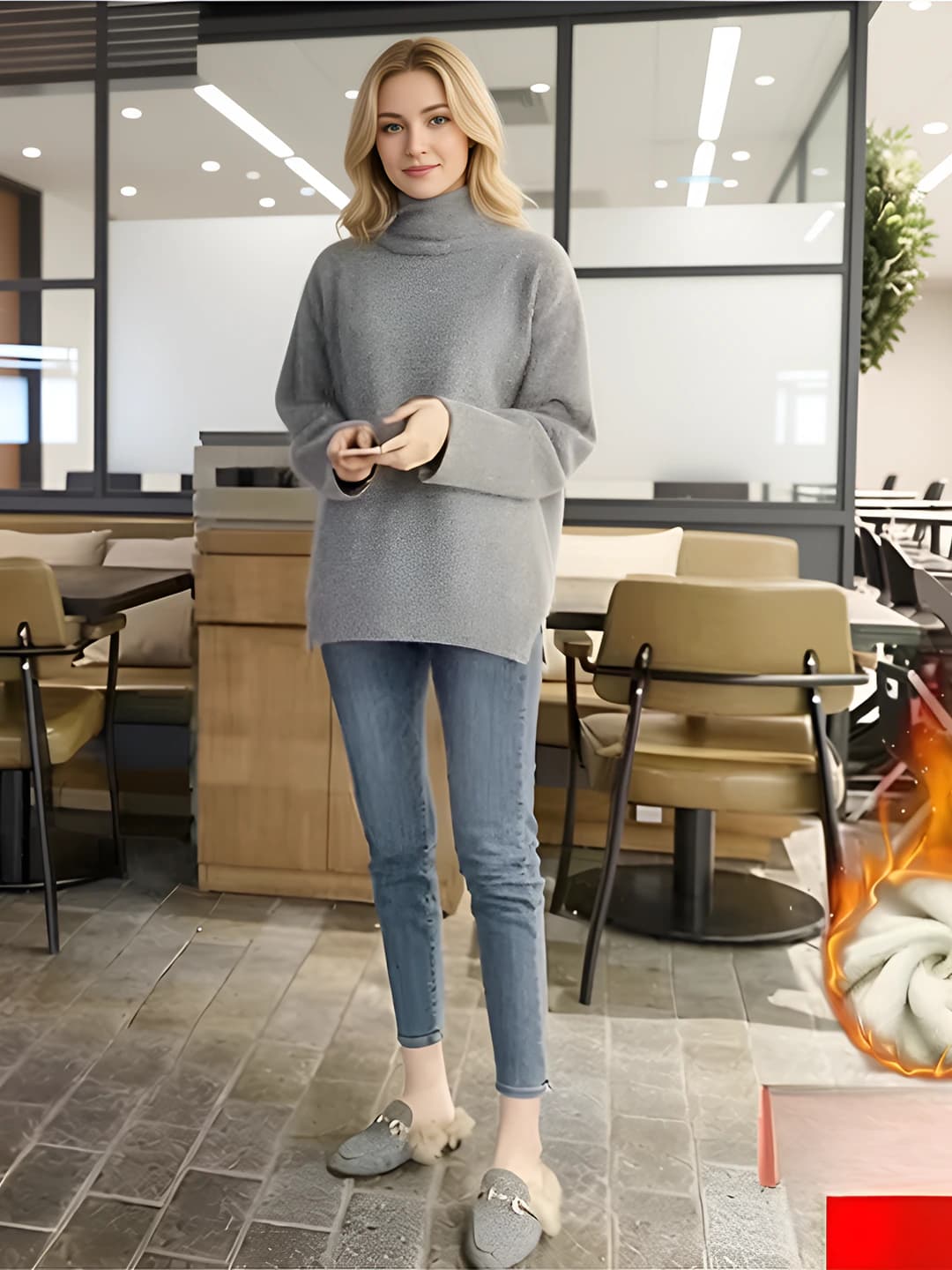 Retro Blue long pants, fleece-lined