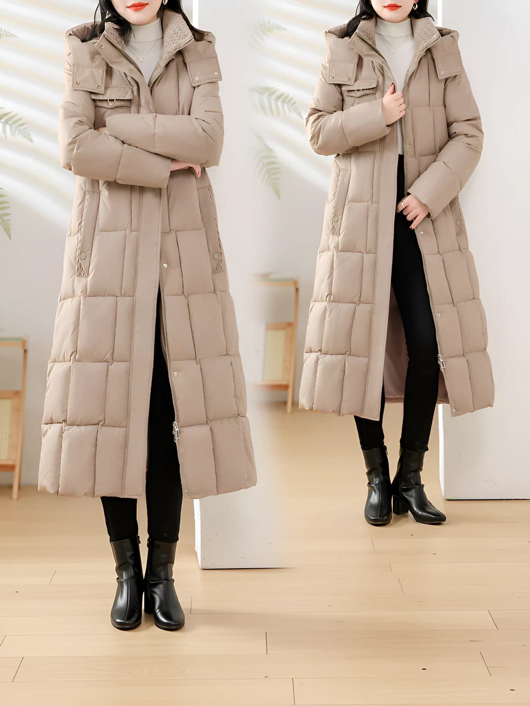Women's padded winter coat 2026 autumn-winter, down-alternative fill, slim fit, long, warm, zip, solid colour