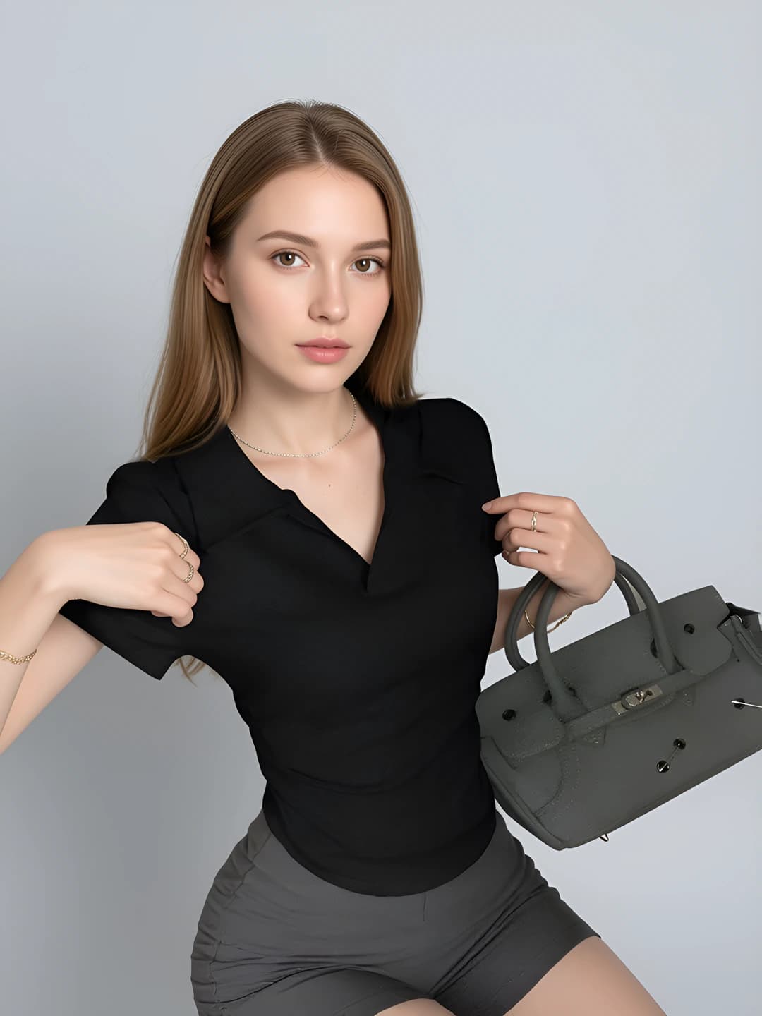 Женский короткий рукав polo, 100% хлопок, приталенный, стройнящий, лето 2026, однотонный