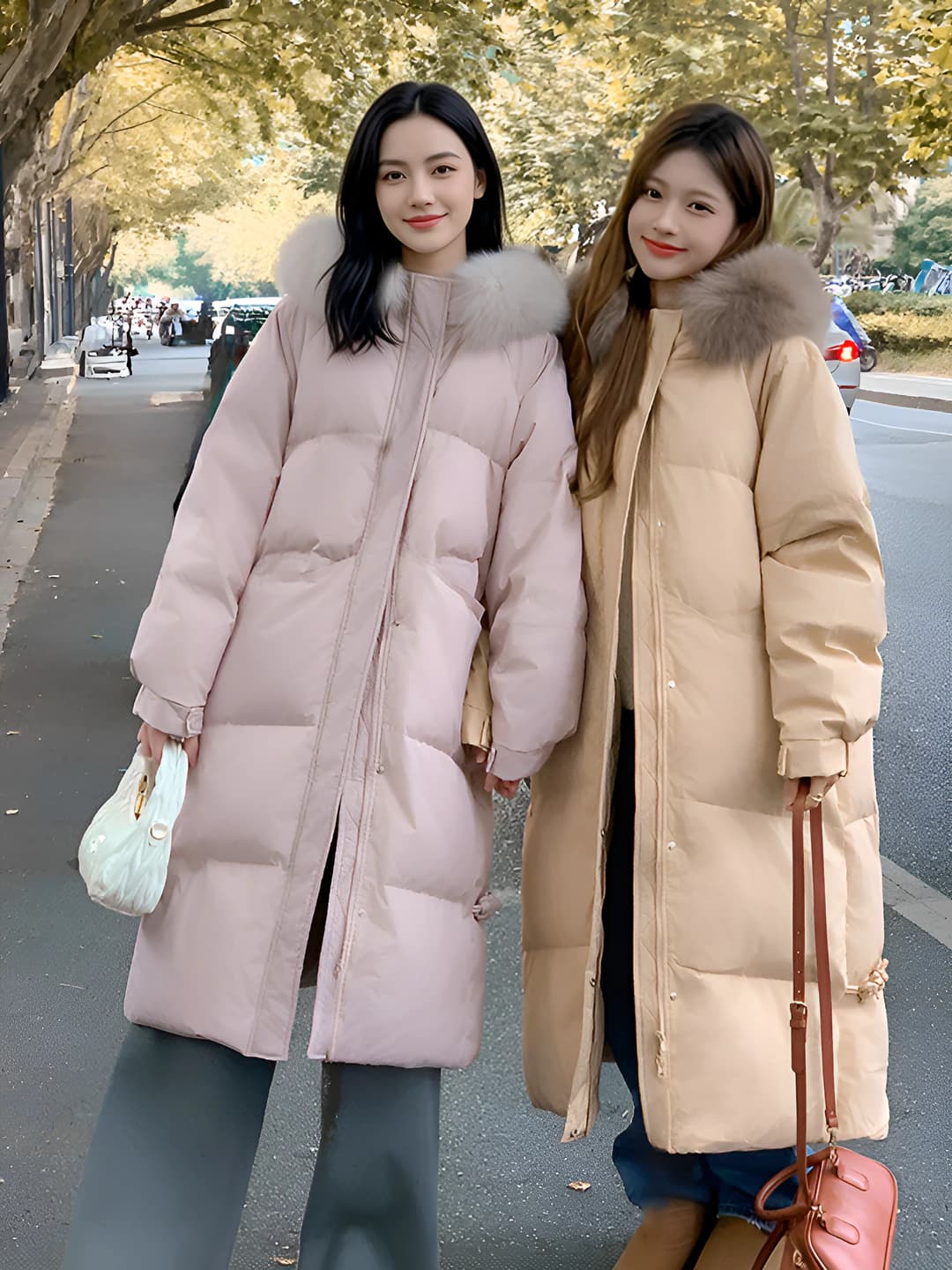 Ayollar uchun 2026 qishki uzun puxli kurtka, koreys uslubida, tik yoqa, fermuar, bo'sh (oversize) kesim, qalinlashtirilgan, sintetik pux to'ldirgich, bir rangli